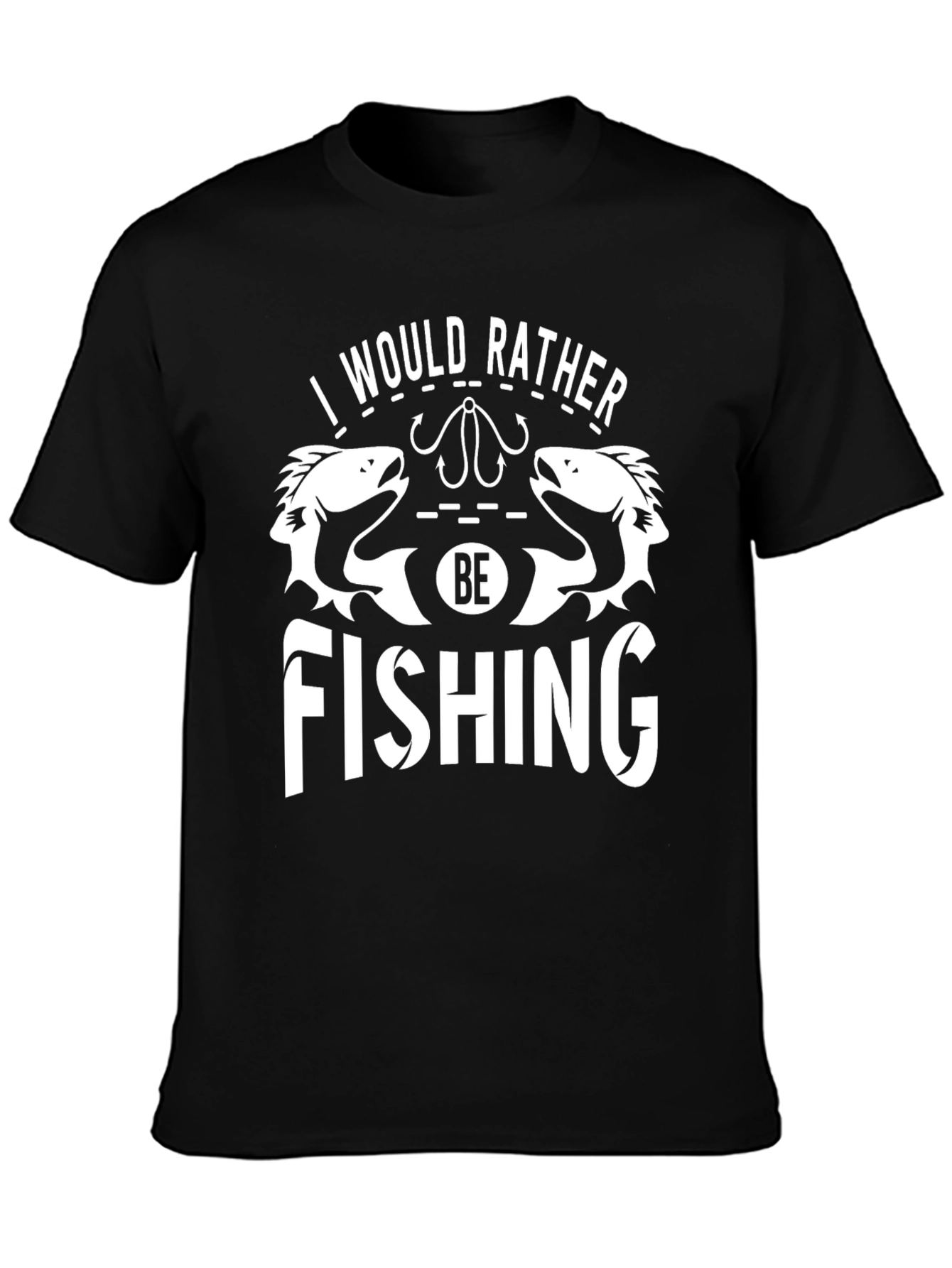 Black Fishing T-Shirt - I Would Rather Be Fishing view 3