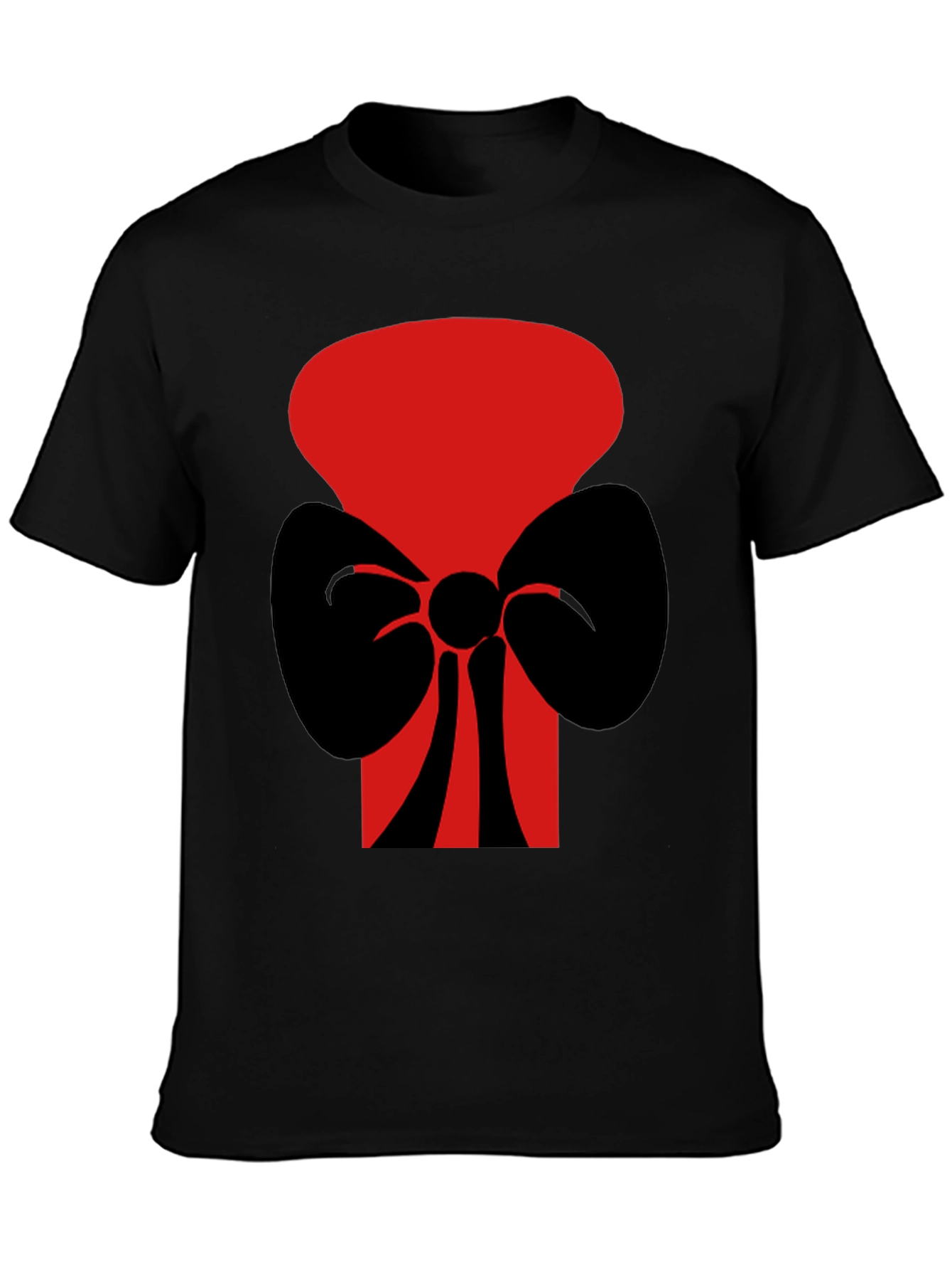 Black Bold Graphic Tee: Red Top Hat with Black Bow Tie view 3