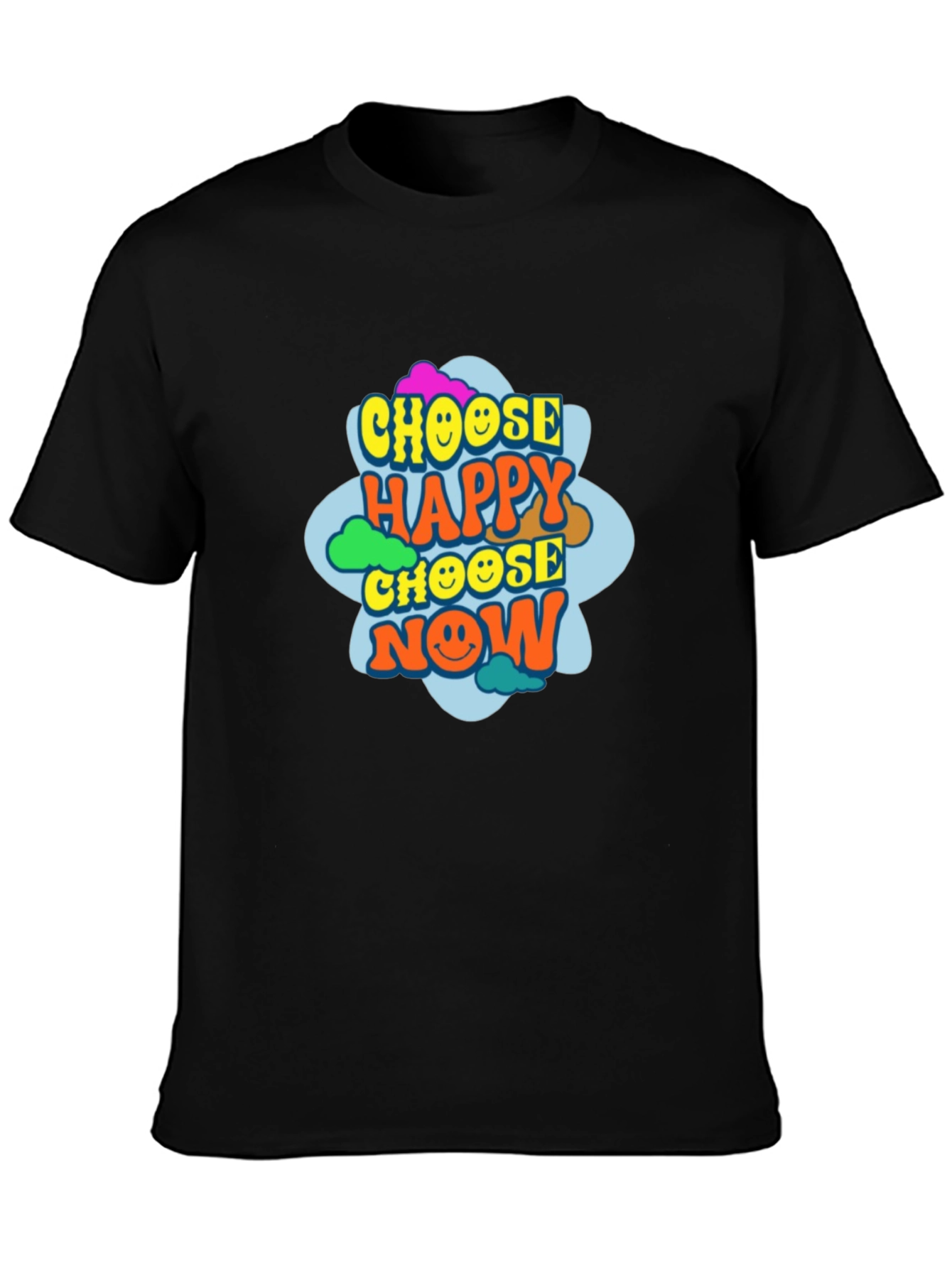 Black Choose Happy Now Graphic Tee view 3
