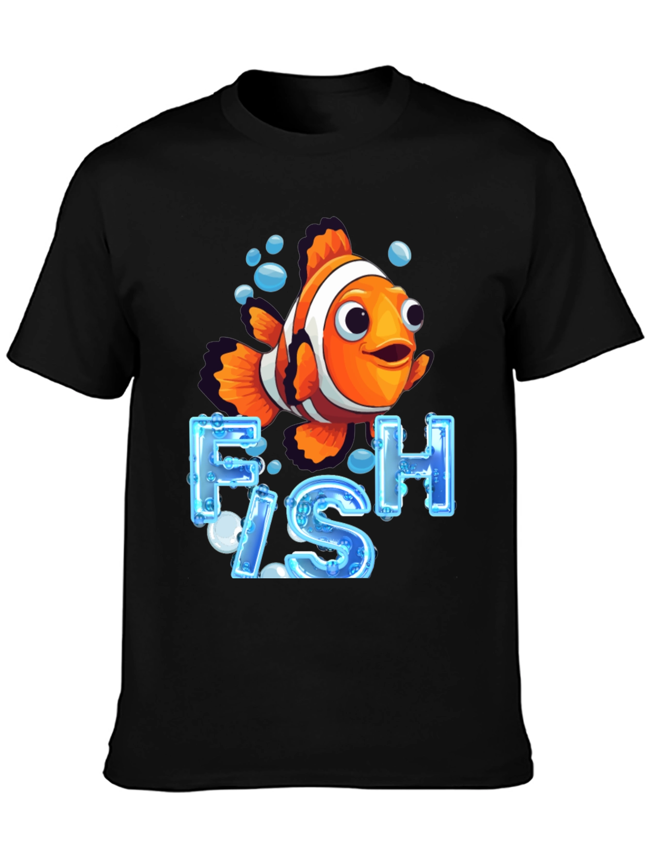 Black Clownfish Graphic T-Shirt - Ocean Life Design view 3