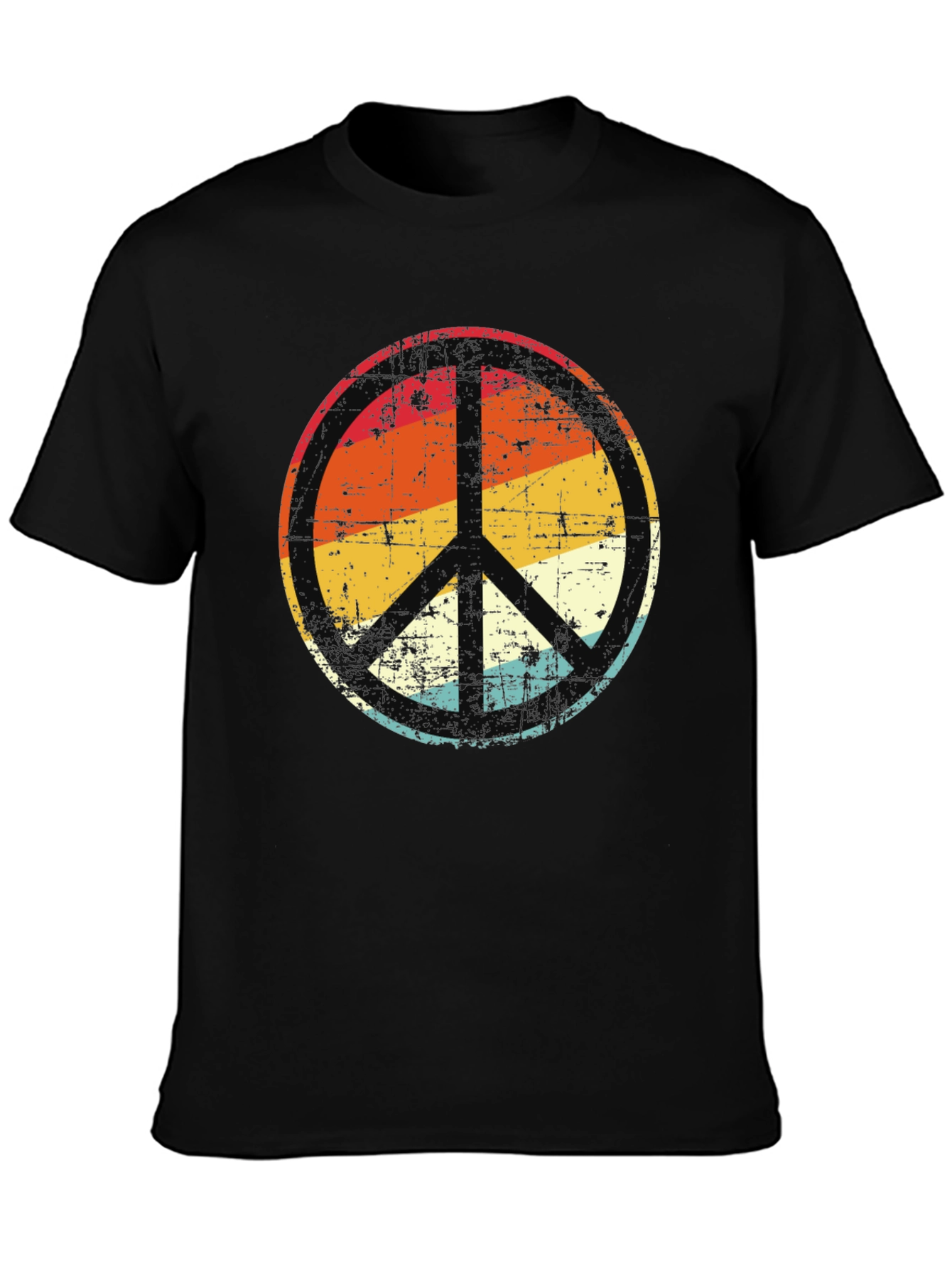 Black Retro Peace Sign Graphic Tee - Vintage Style view 3