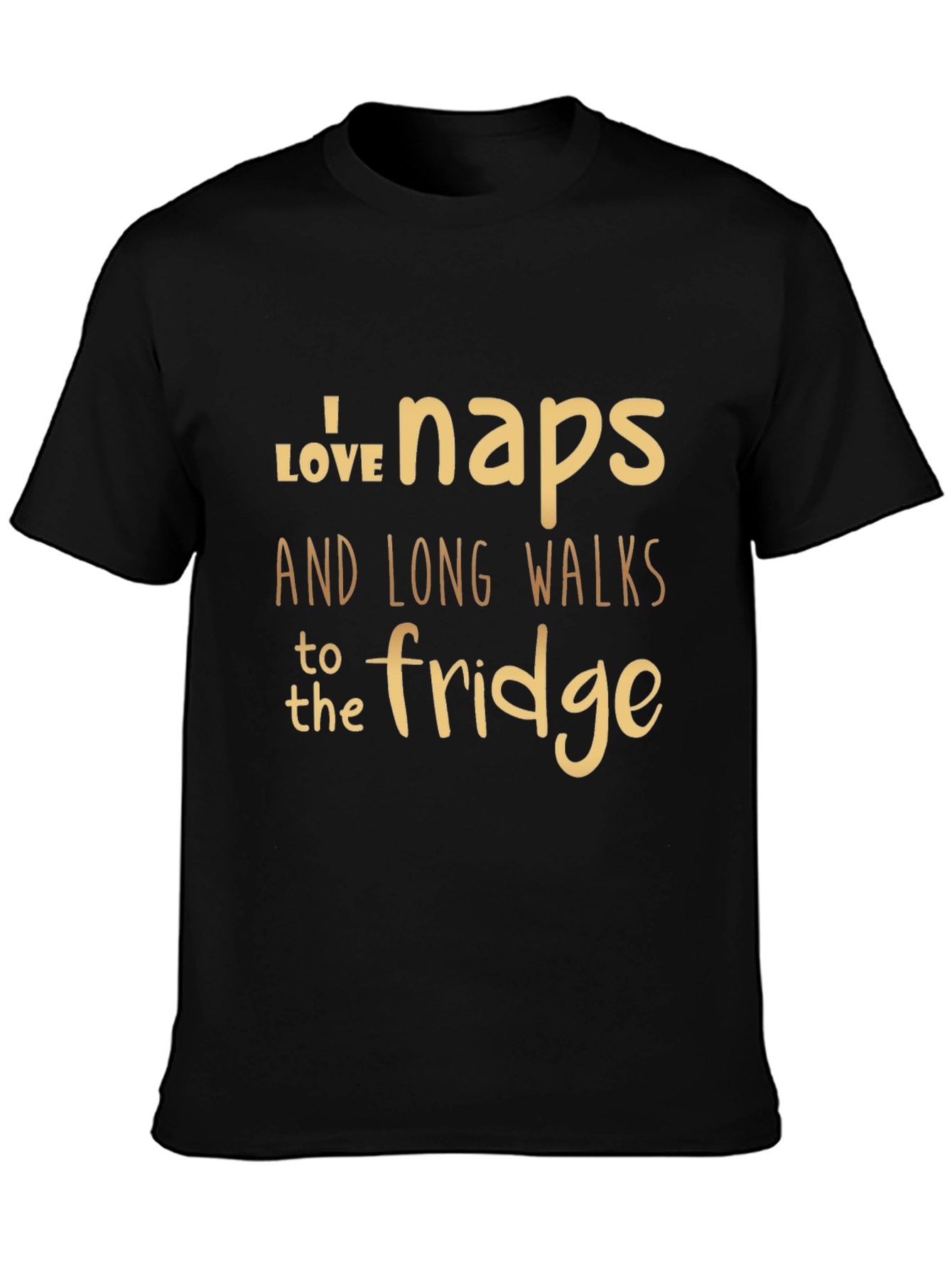 Black Funny Naps and Fridge Walks Graphic T-Shirt view 3