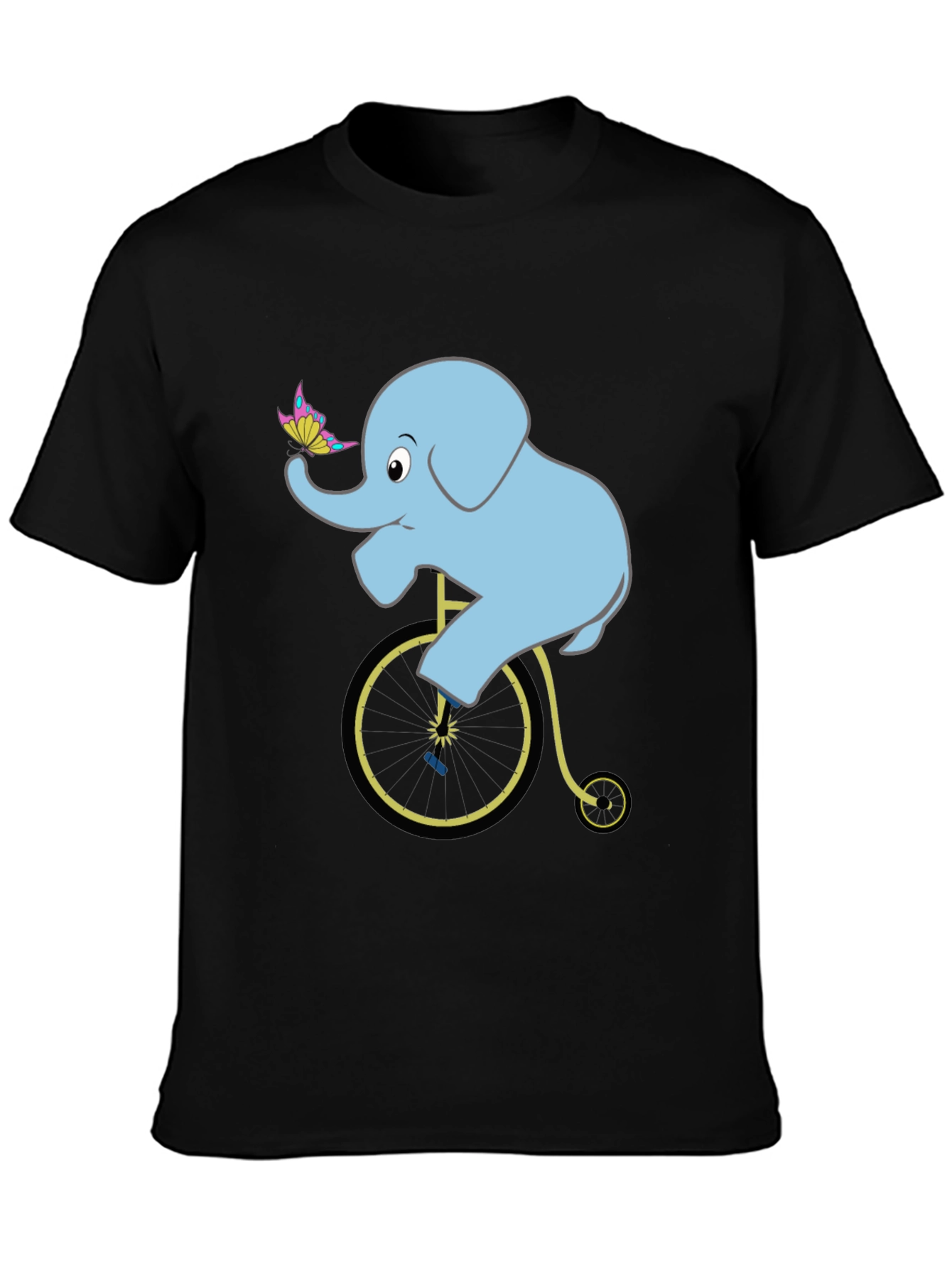 Black Elephant on Bicycle T-Shirt: Fun Graphic Tee view 3