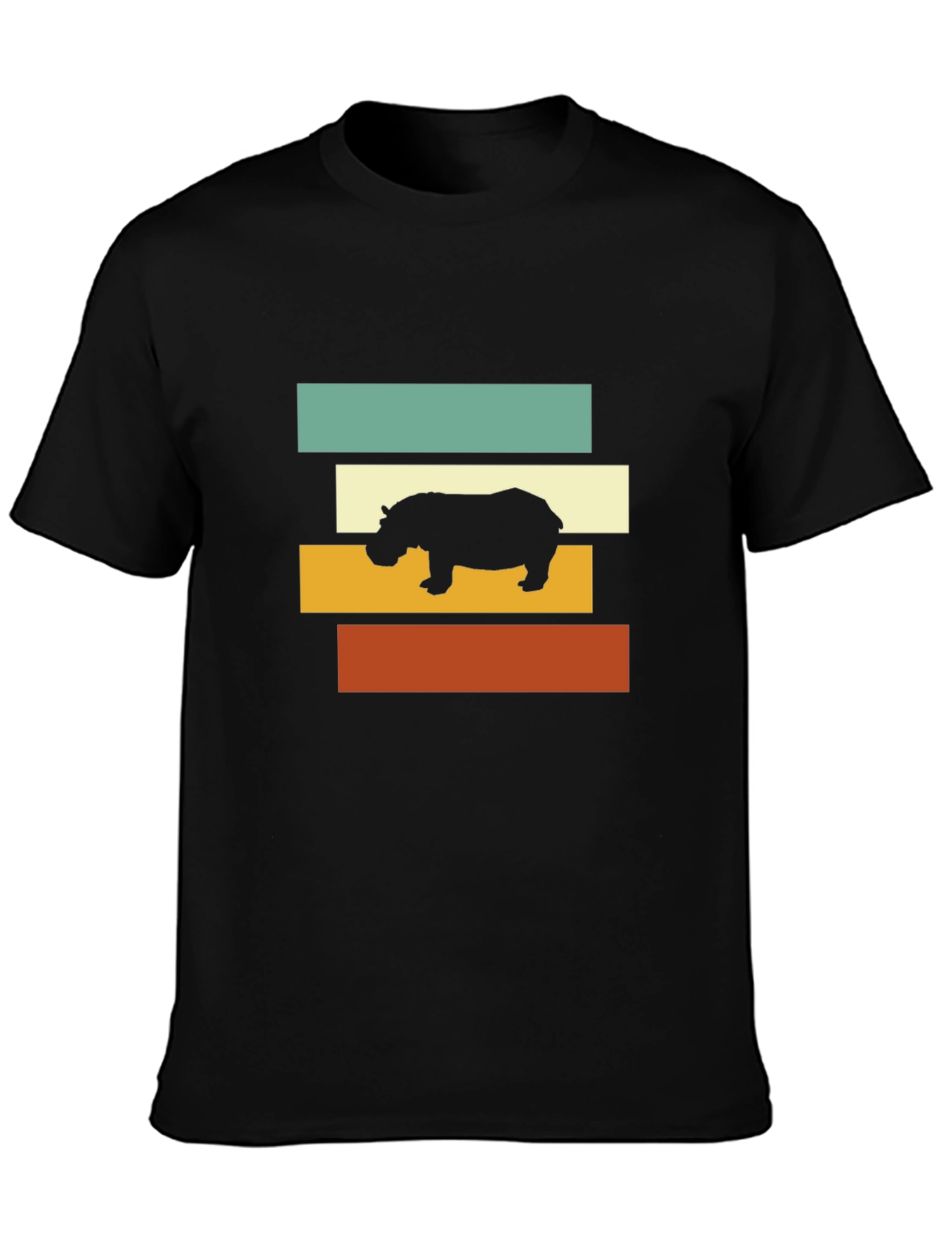 Black Retro Hippo T-Shirt - Stylish Graphic Tee view 3