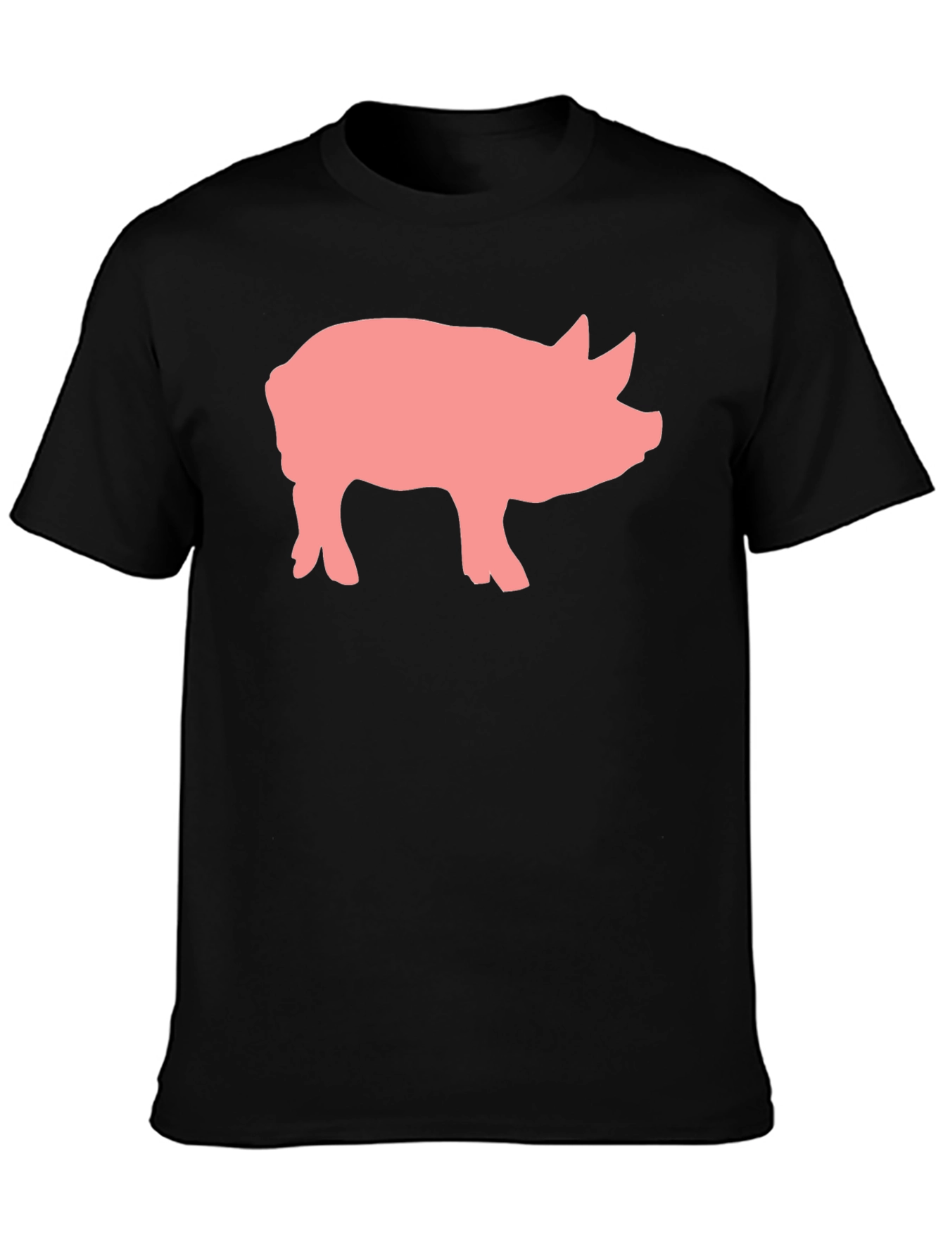 Black Pig Graphic Print Black Crew Neck T-Shirt view 3