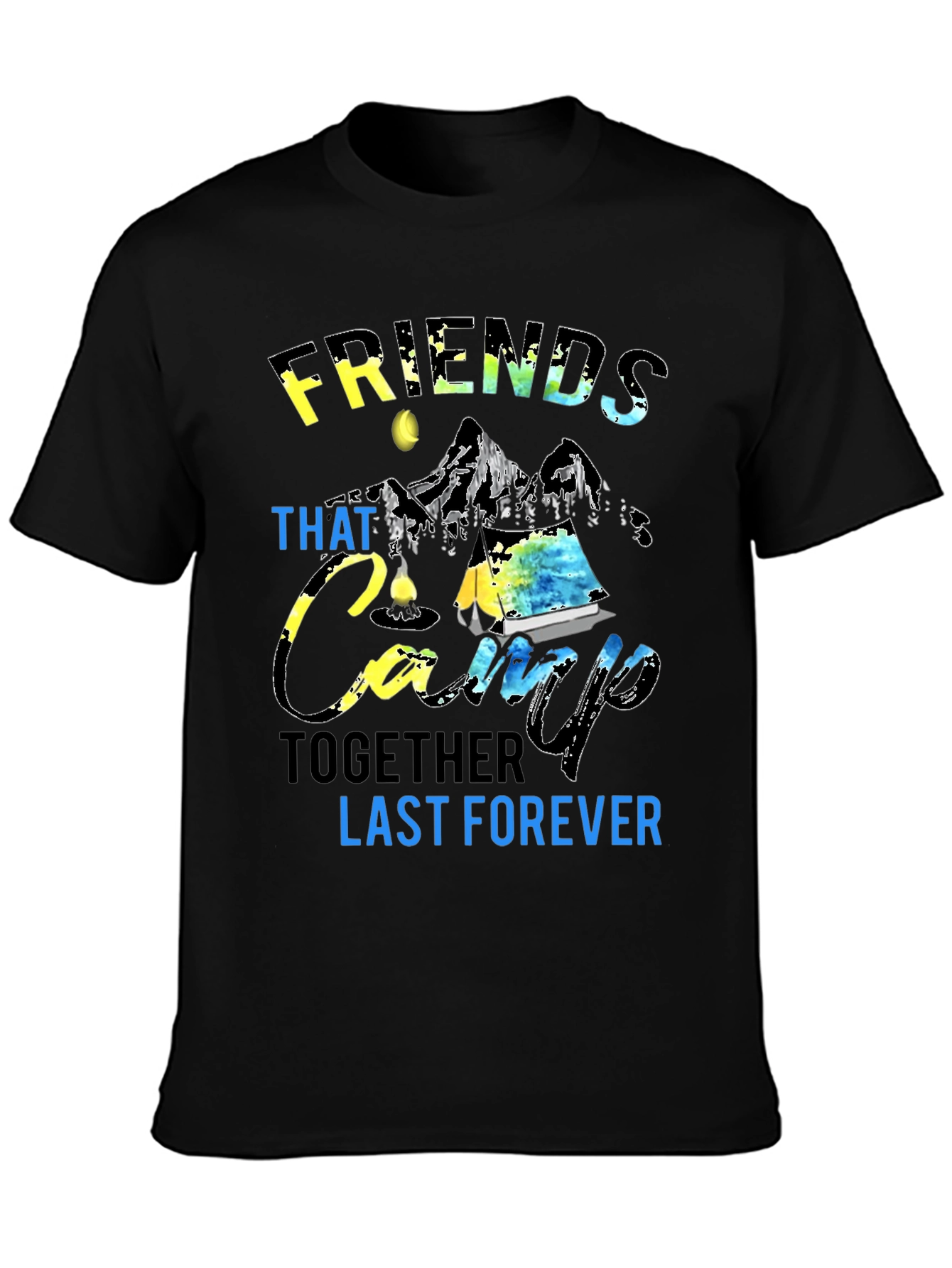 Black Friends That Camp Together Black Graphic T-Shirt view 3