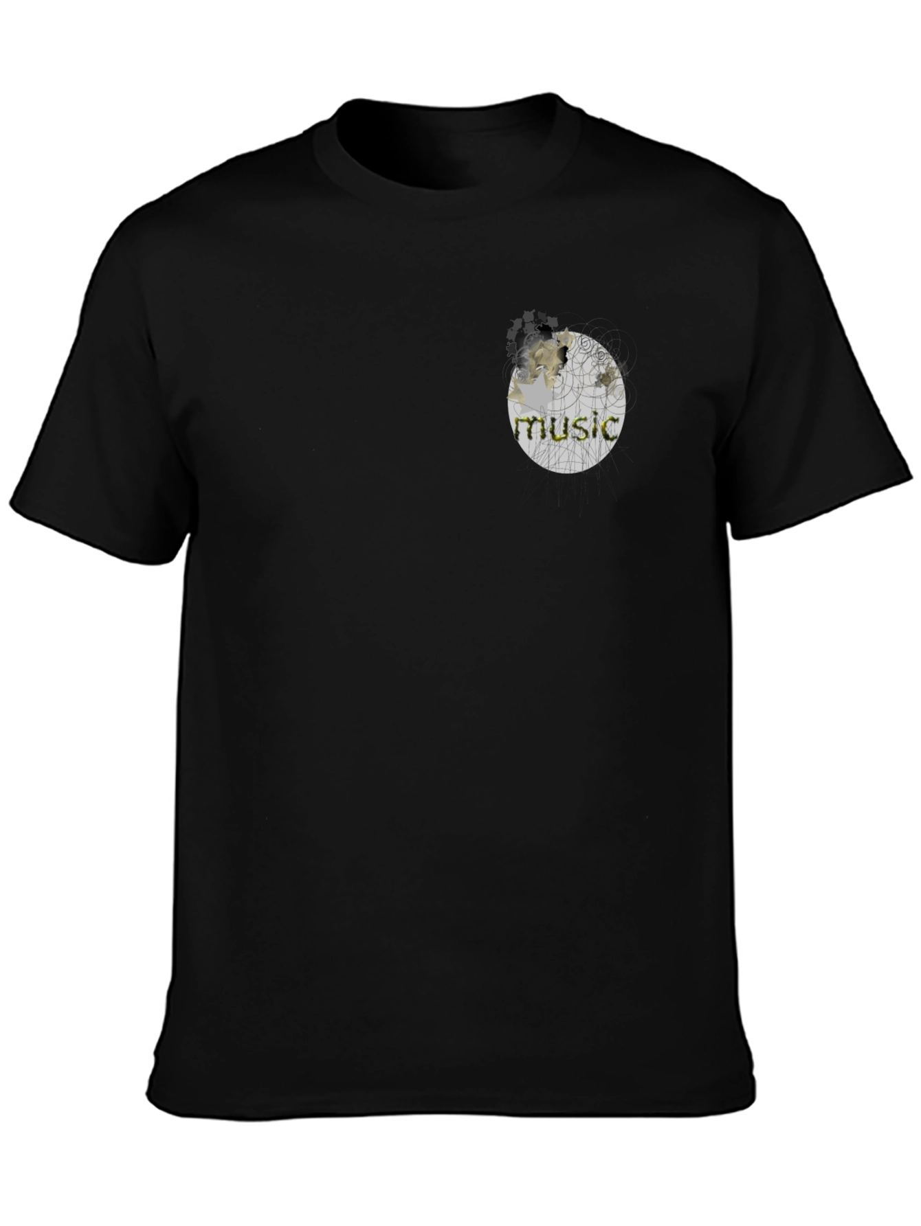 Black Music Sphere Graphic Black T-Shirt view 3