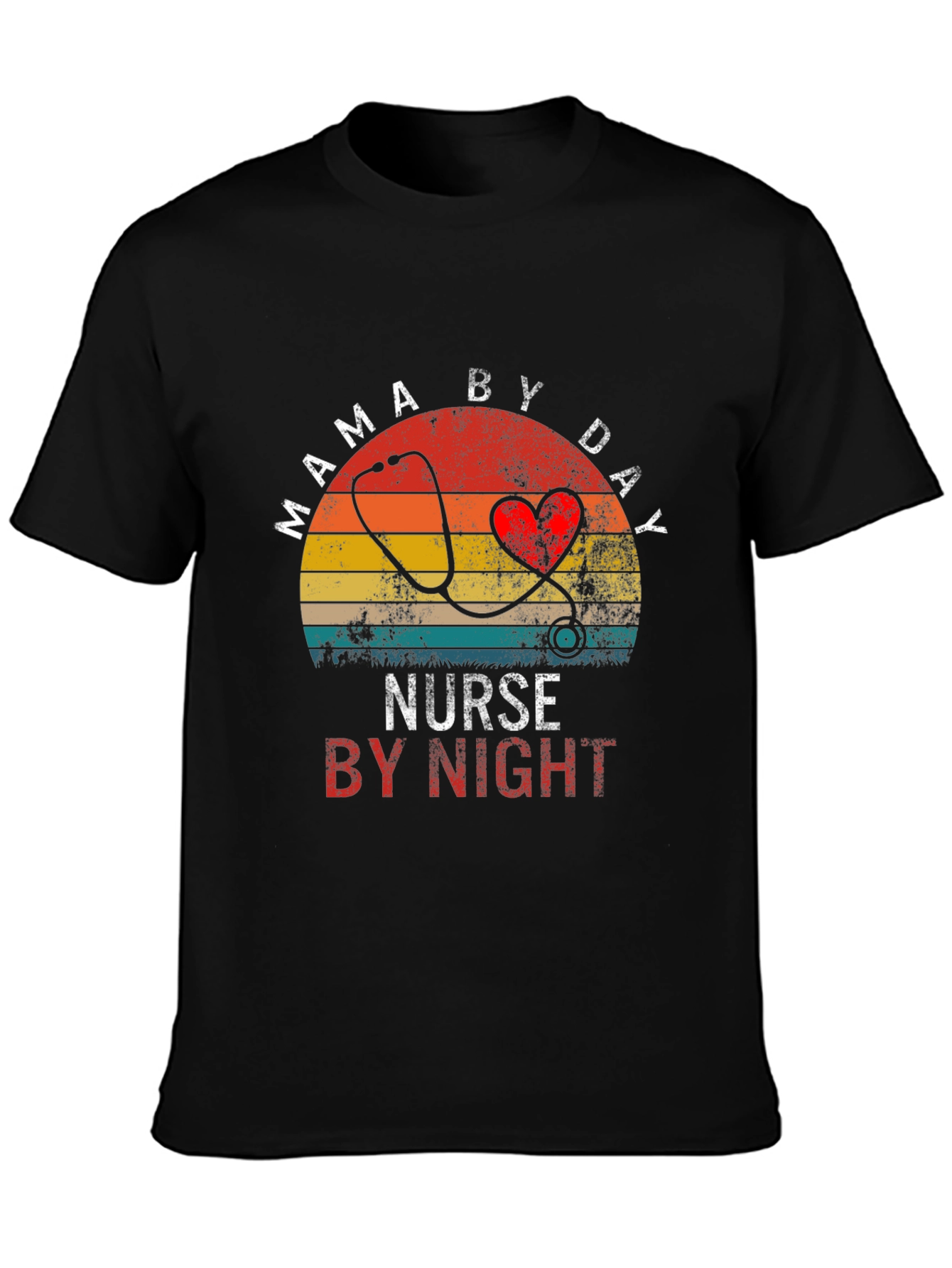 Black Mama By Day Nurse By Night T-Shirt view 3