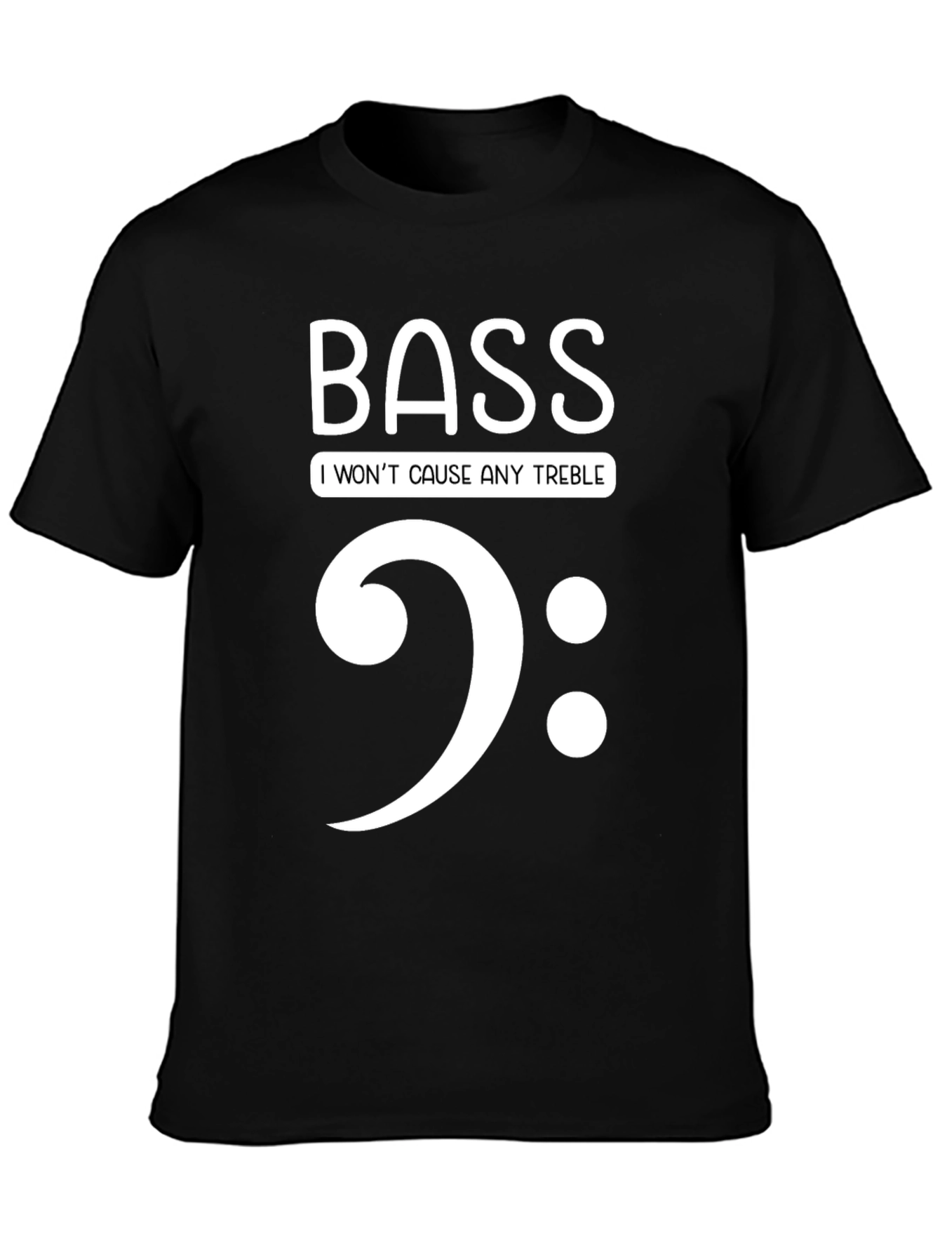 Black Bass Clef Music Pun Graphic Tee - Soft Cotton view 3