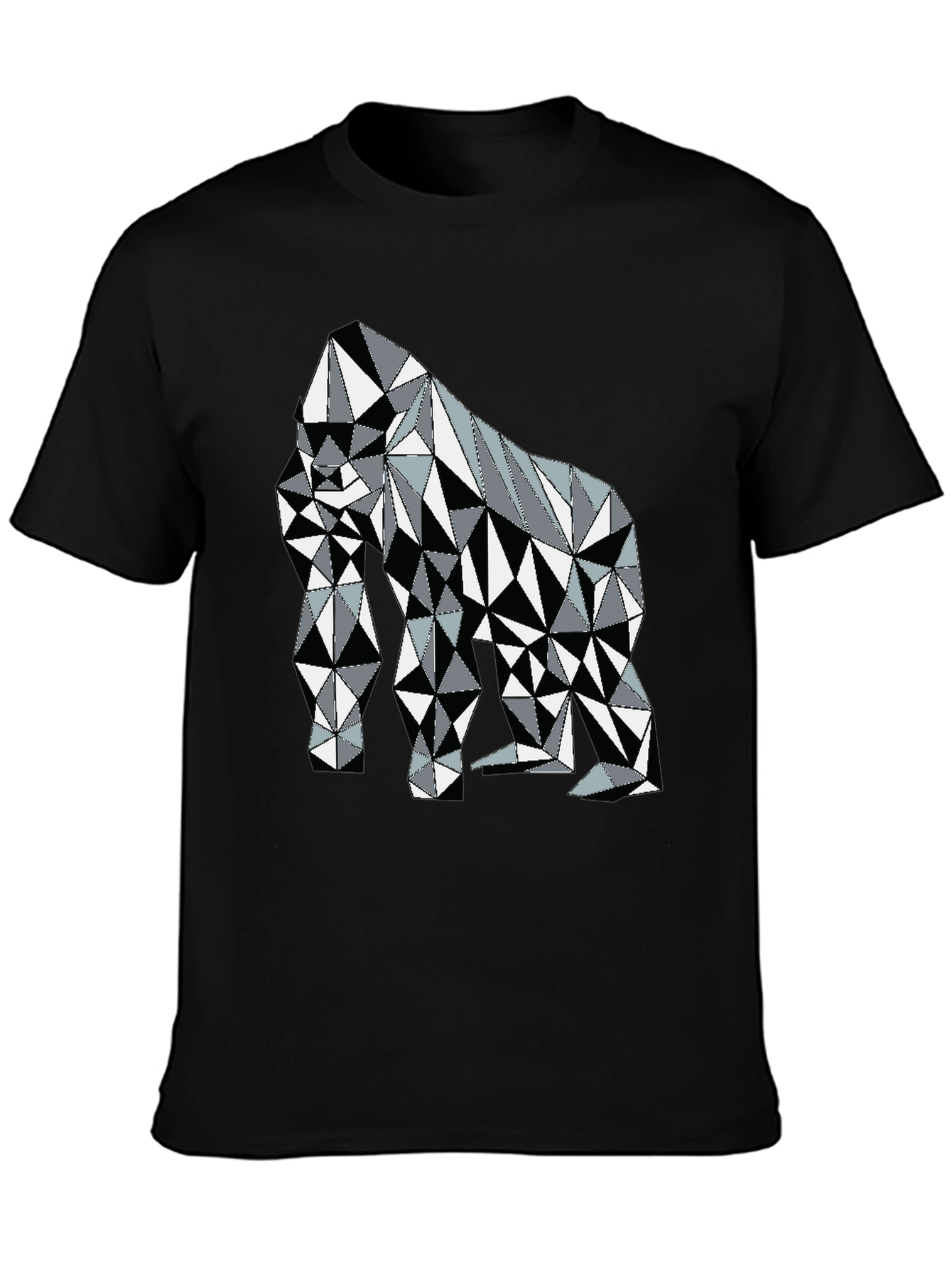 Black Geometric Gorilla Graphic Tee - Modern Animal Print Shirt view 3