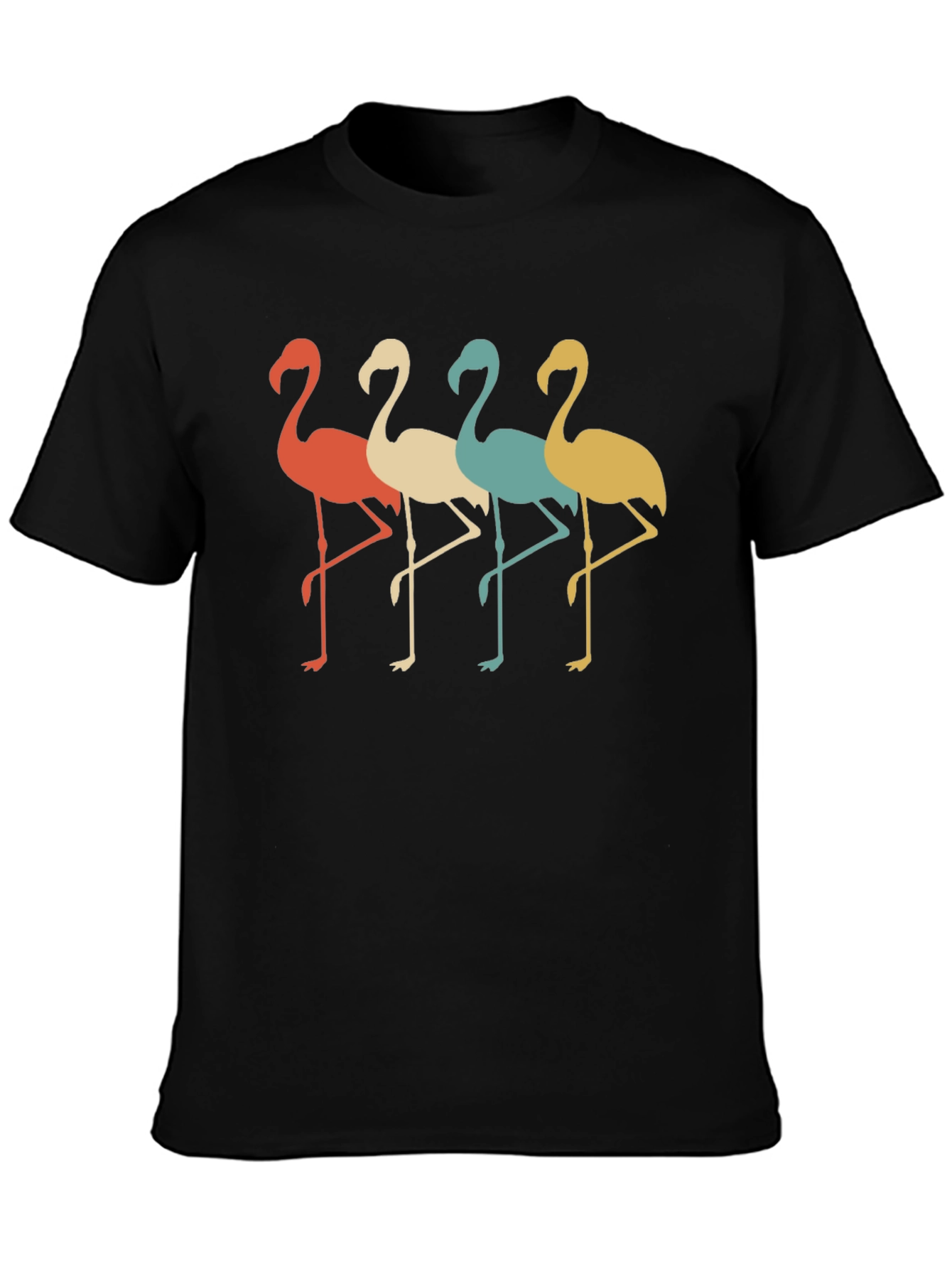 Black Retro Flamingo Graphic Tee - Cool & Comfortable view 3