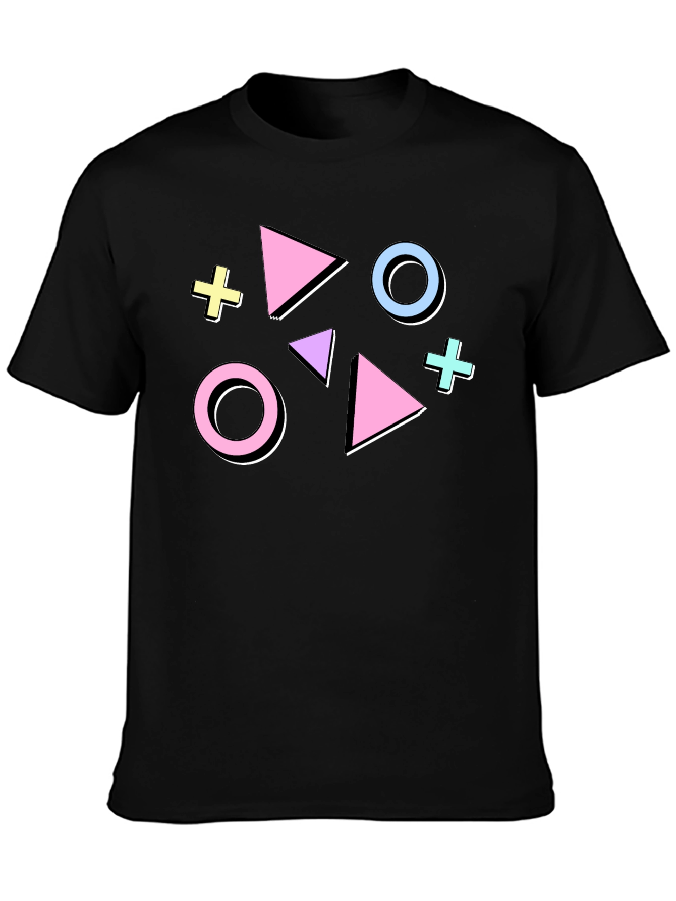 Black Retro 90s Geometric Graphic Tee - Funky Style view 3