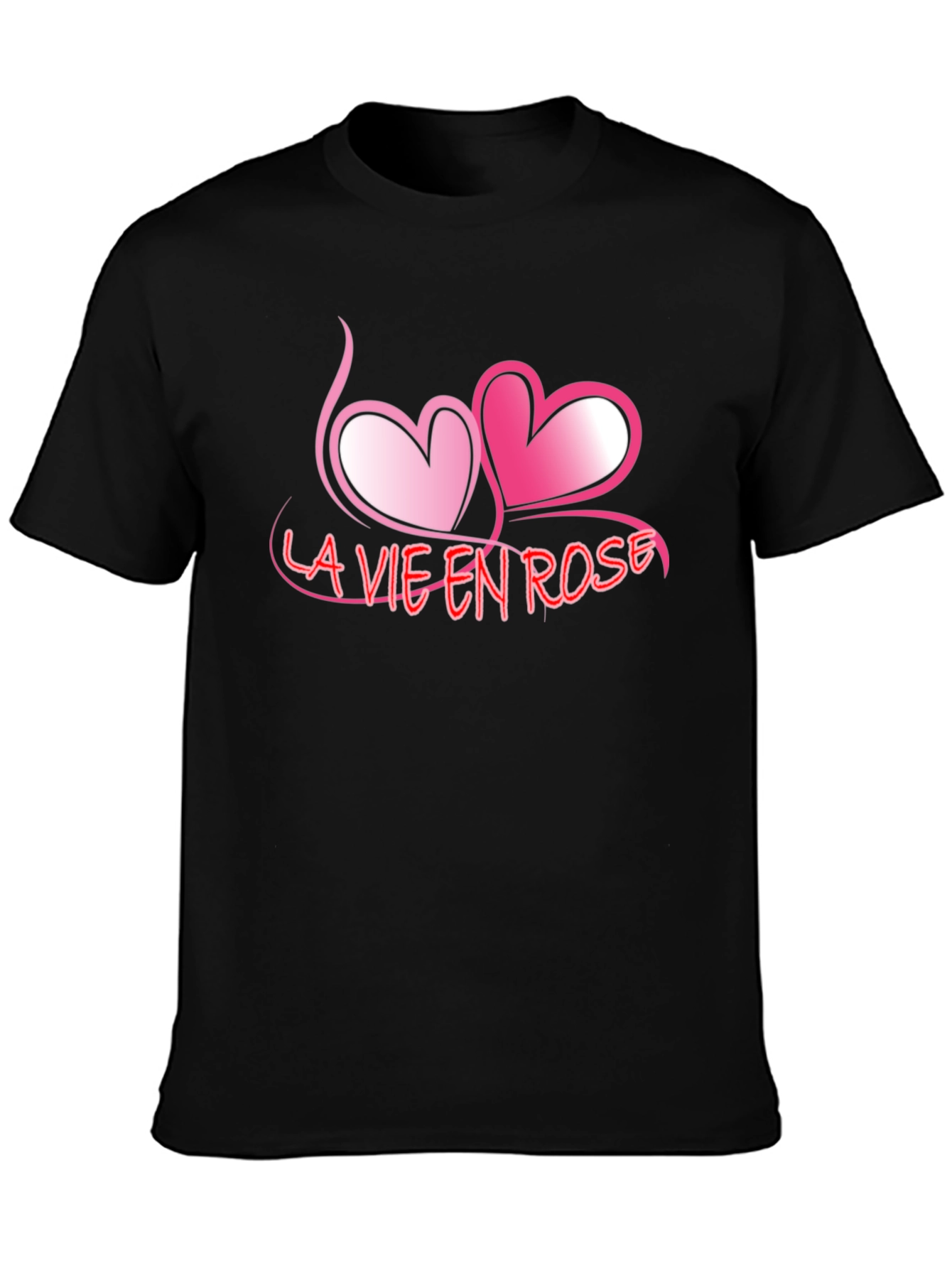 Black La Vie En Rose Graphic Tee - Romantic Black T-Shirt view 3