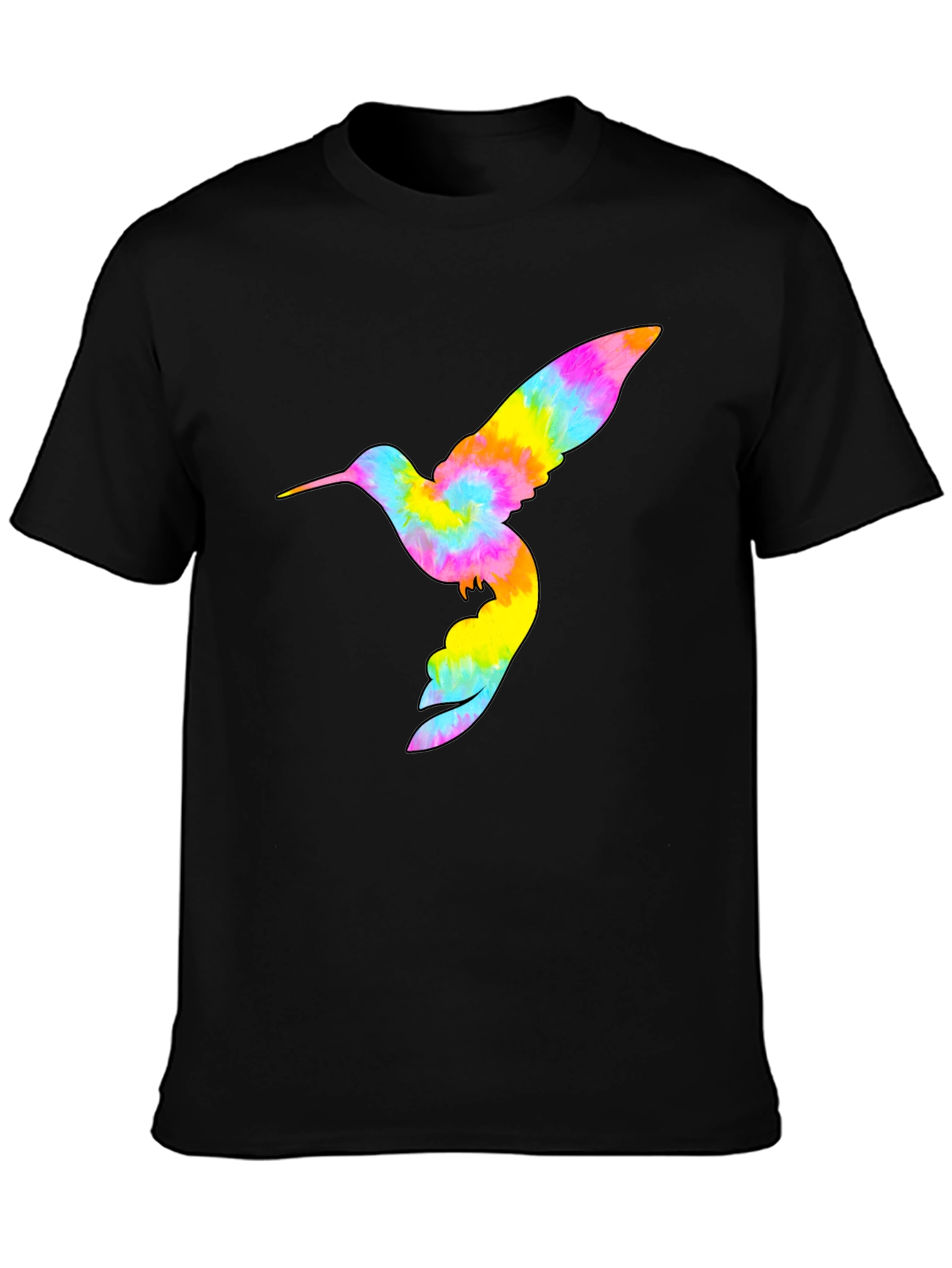 Black Tie Dye Hummingbird Graphic Tee - Black view 3