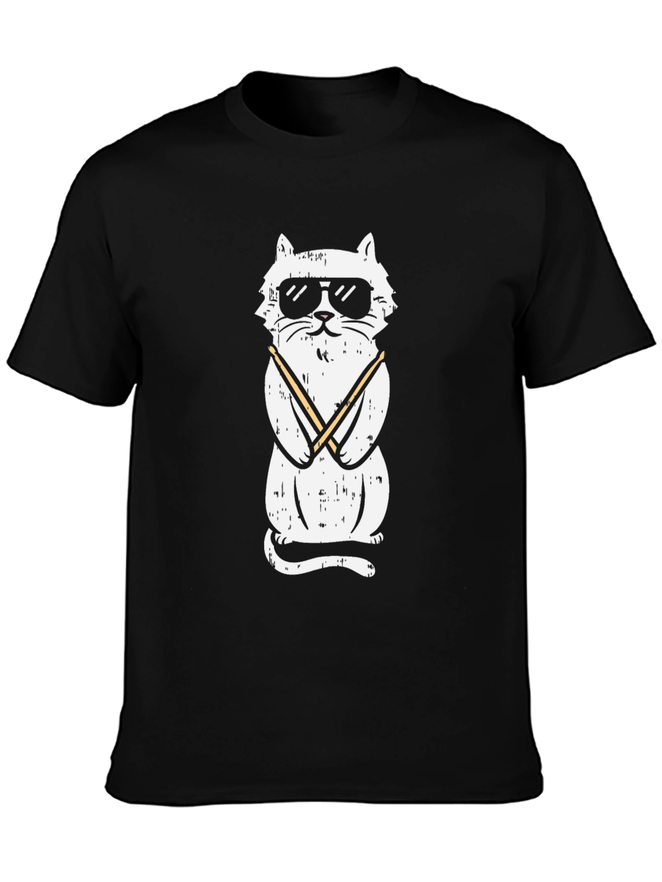 Black Cool Cat Graphic Tee - Black view 3