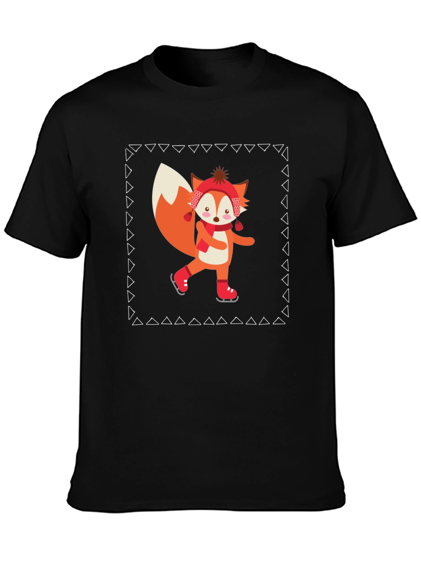 Black Fox on Ice T-Shirt - Fun Winter Style view 3