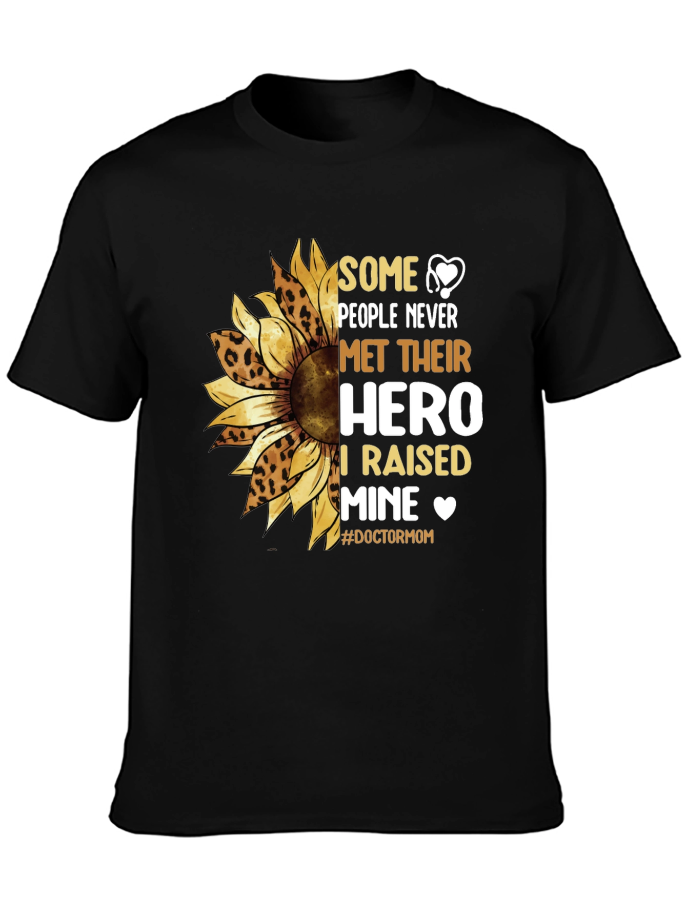 Black Doctor Mom Sunflower Graphic T-Shirt view 3