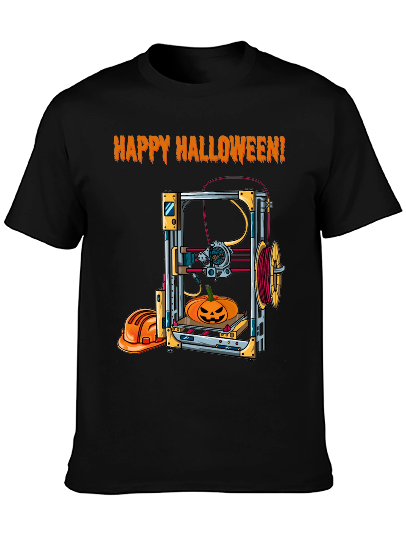Black Happy Halloween 3D Printing T-Shirt view 3