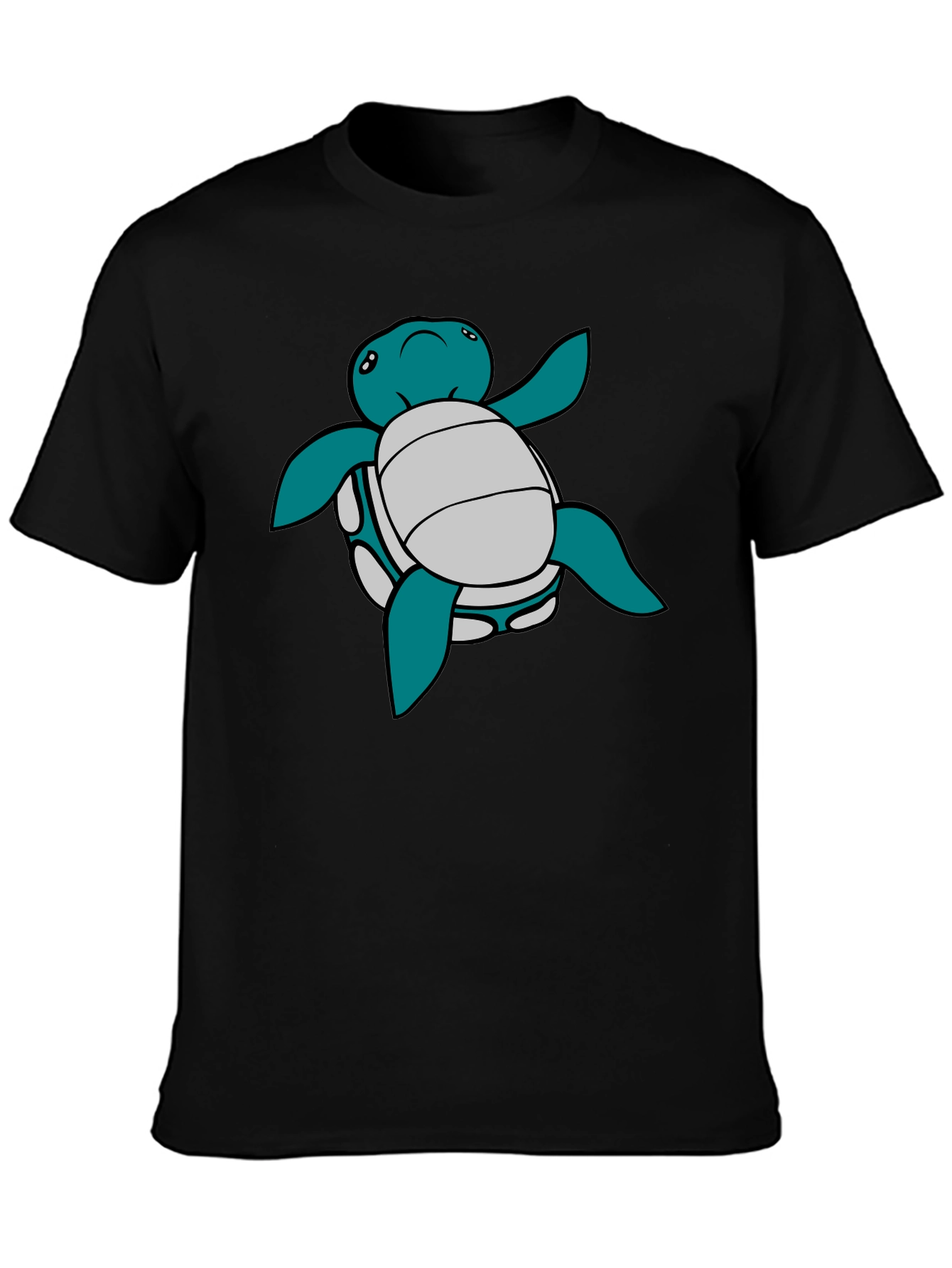 Black Cartoon Turtle Graphic Tee - Black T-Shirt view 3