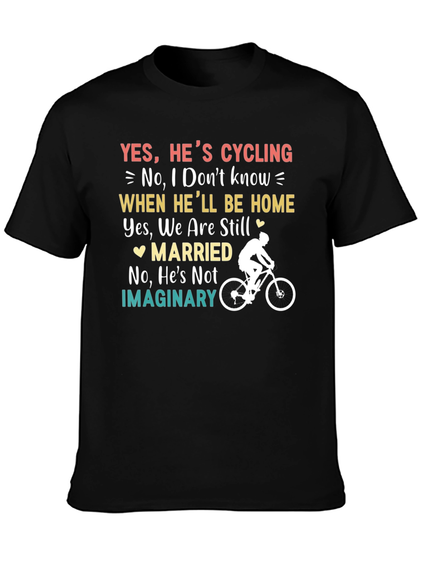 Black Funny Cycling Husband T-Shirt - Married Cyclist Gift view 3