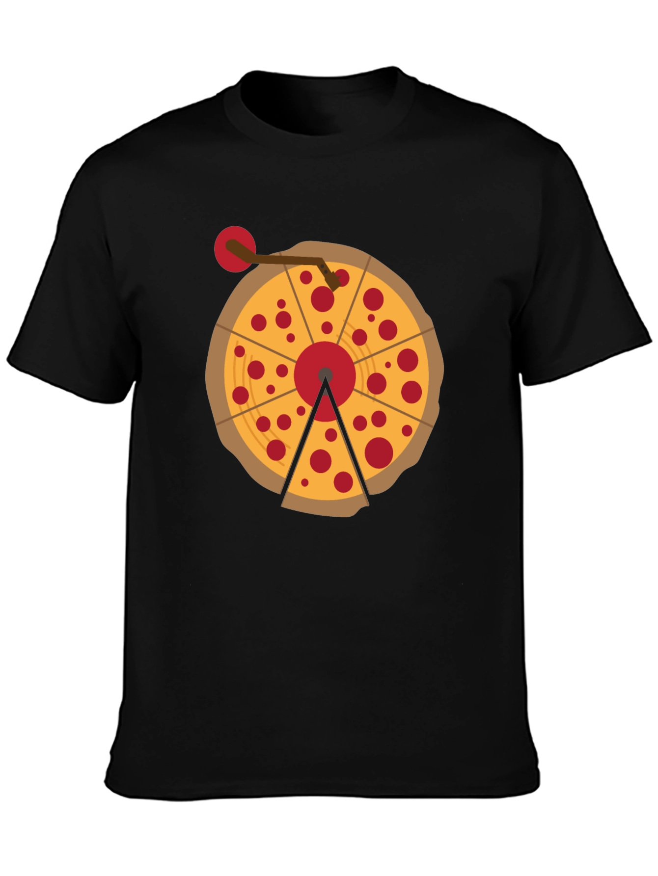 Black Pizza Turntable Graphic Tee - DJ Foodie T-Shirt view 3