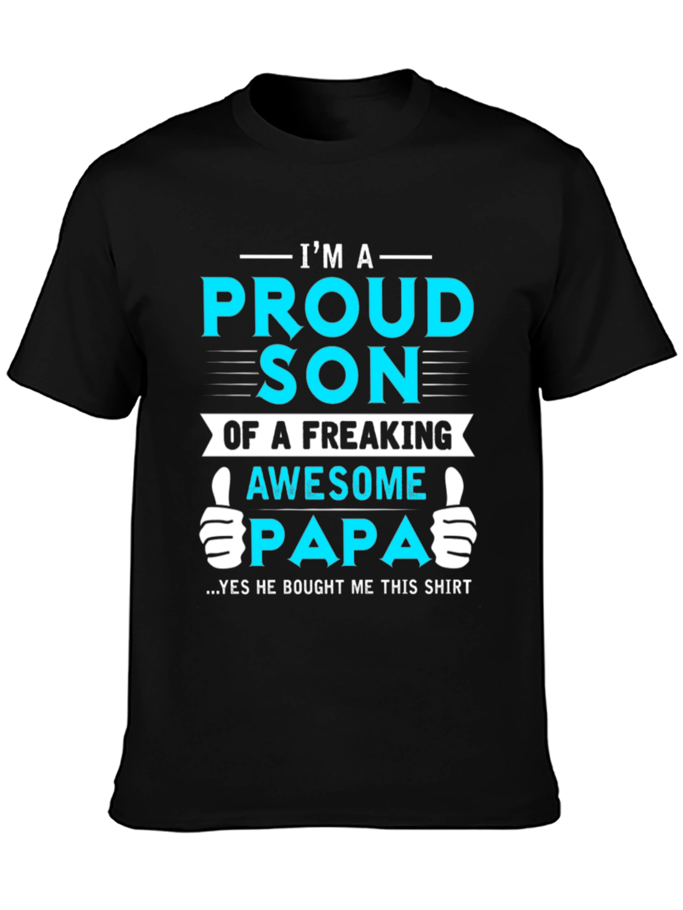 Black Proud Son of Awesome Papa Graphic T-Shirt view 3