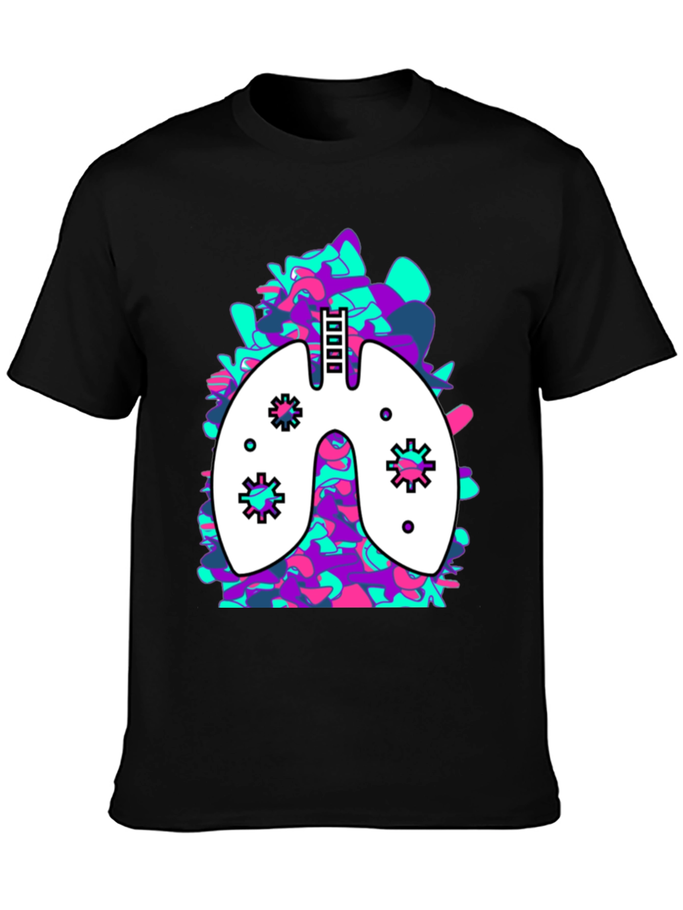 Black Lung Art Black T-Shirt: Abstract Organ Tee view 3