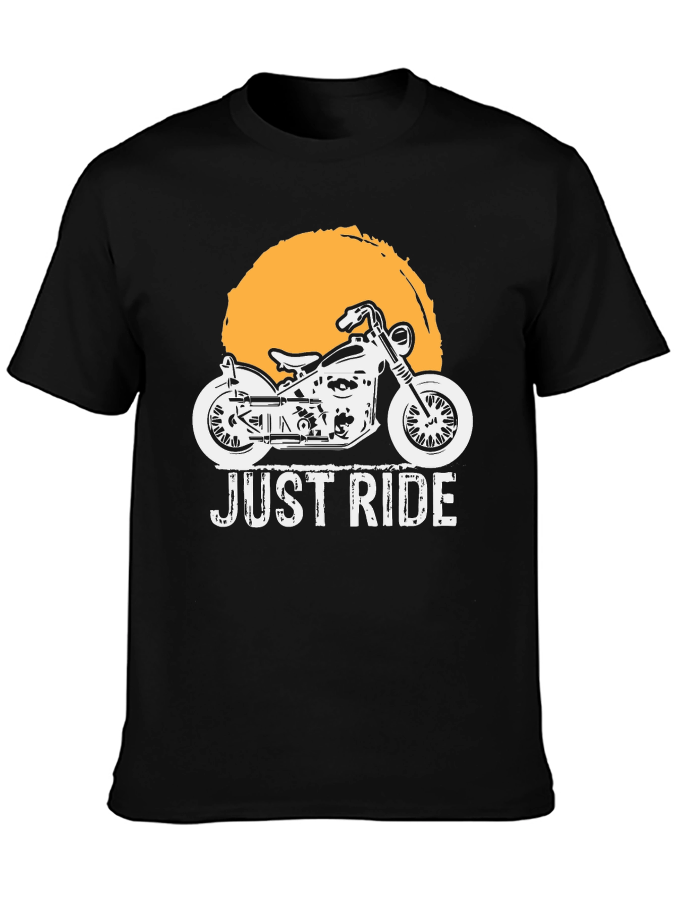 Black Just Ride Motorcycle Graphic T-Shirt view 3