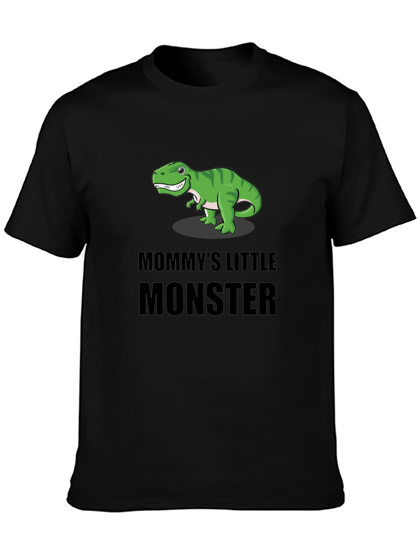 Black Mommy's Little Monster Dinosaur T-Shirt view 3