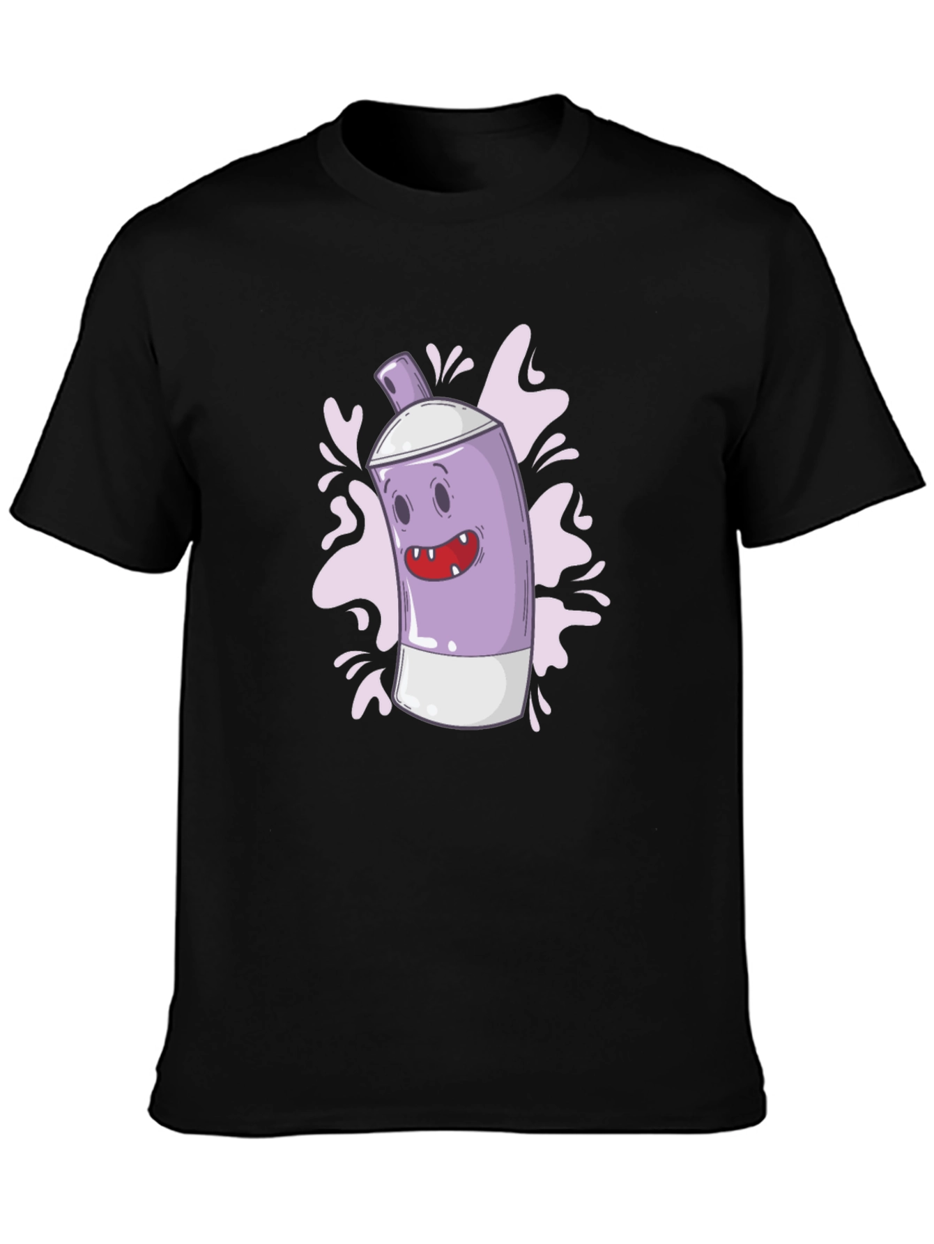 Black Funky Spray Can Graphic Tee - Cool Cartoon Design view 3
