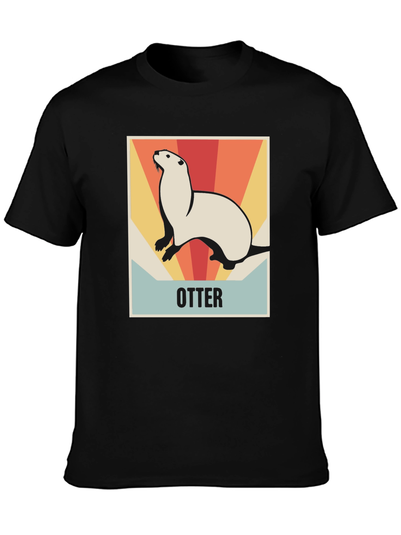 Black Retro Otter Graphic Tee - Soft Cotton Blend view 3