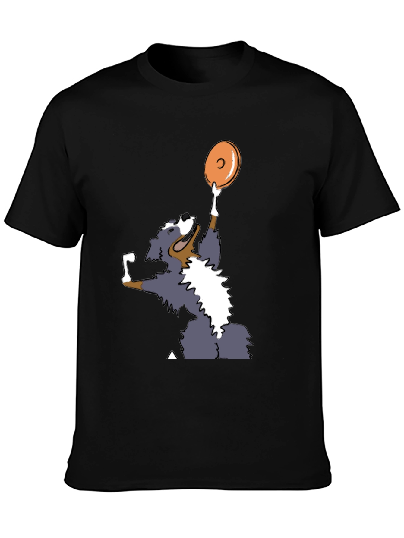 Black Dog Catching Disc Graphic Tee - Casual Style view 3