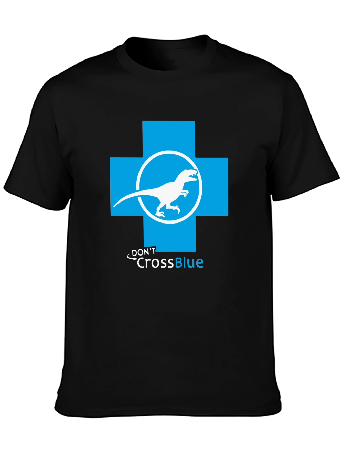 Black Don't Cross Blue T-Shirt - Dino Parody Tee view 3