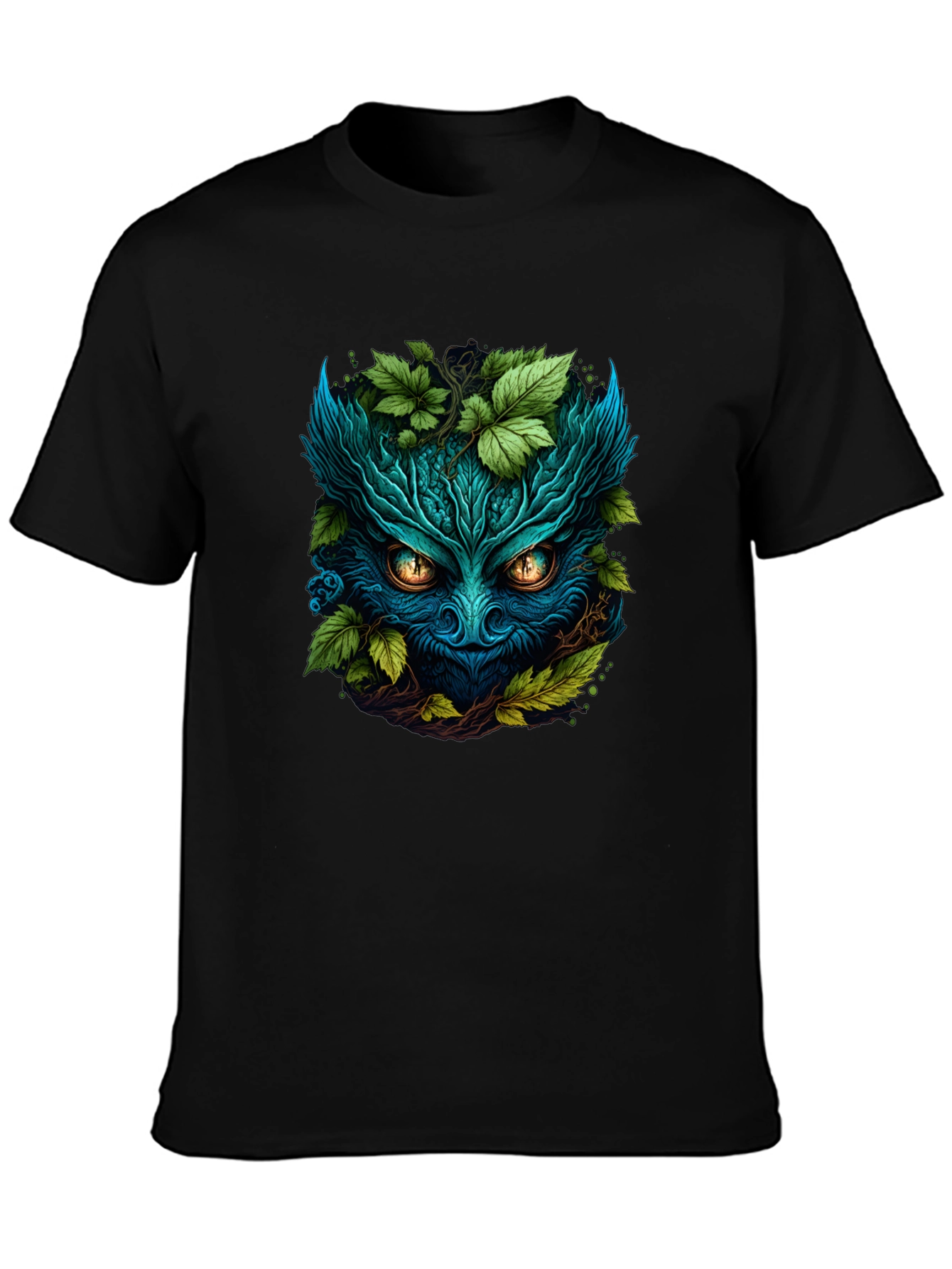 Black Mystic Green Spirit T-Shirt - Nature Inspired Tee view 3