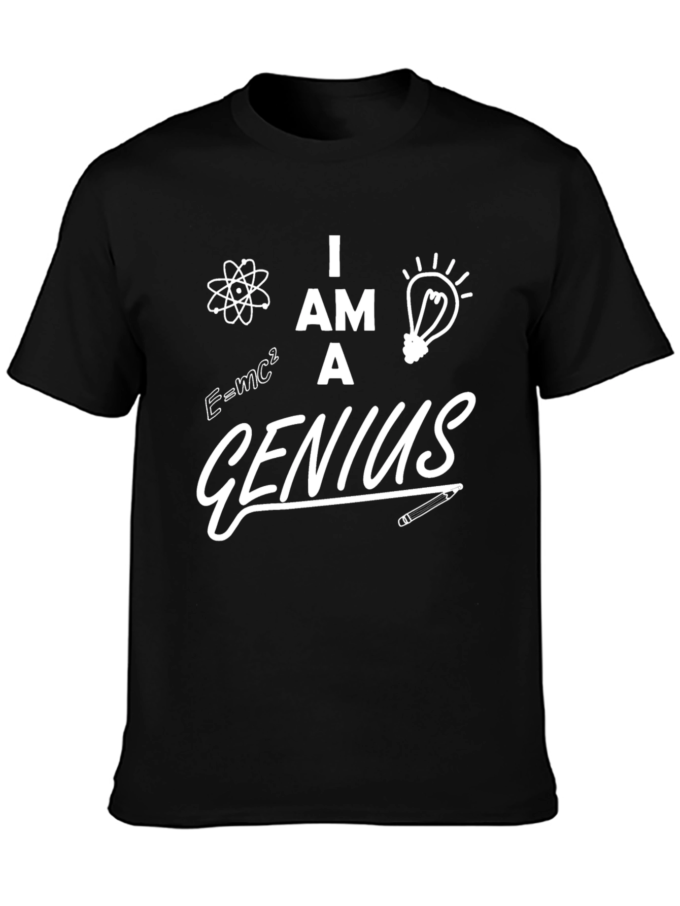 Black I am a Genius Graphic T-Shirt view 3