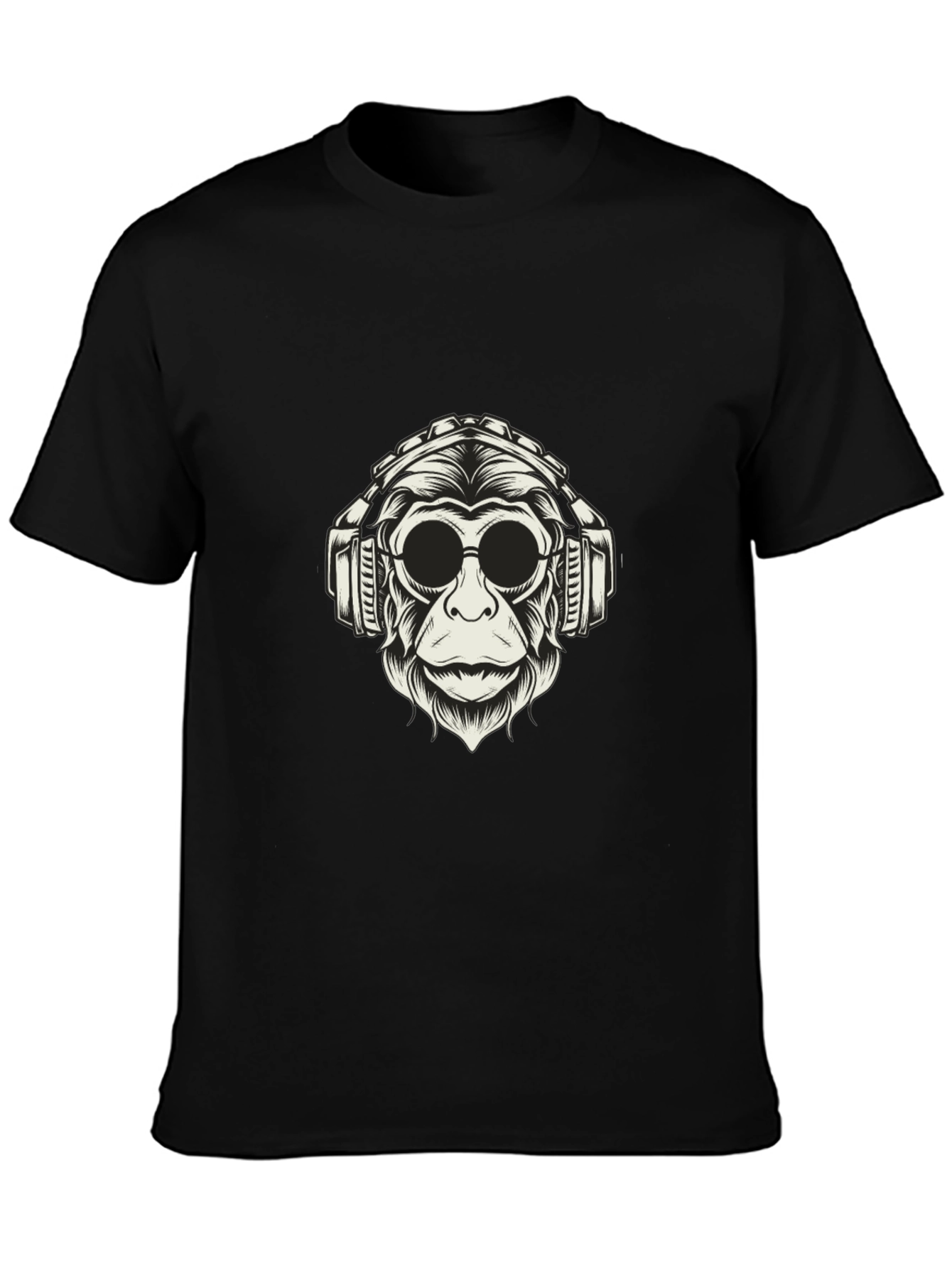 Black Cool Monkey Graphic Tee - Black Cotton Shirt view 3