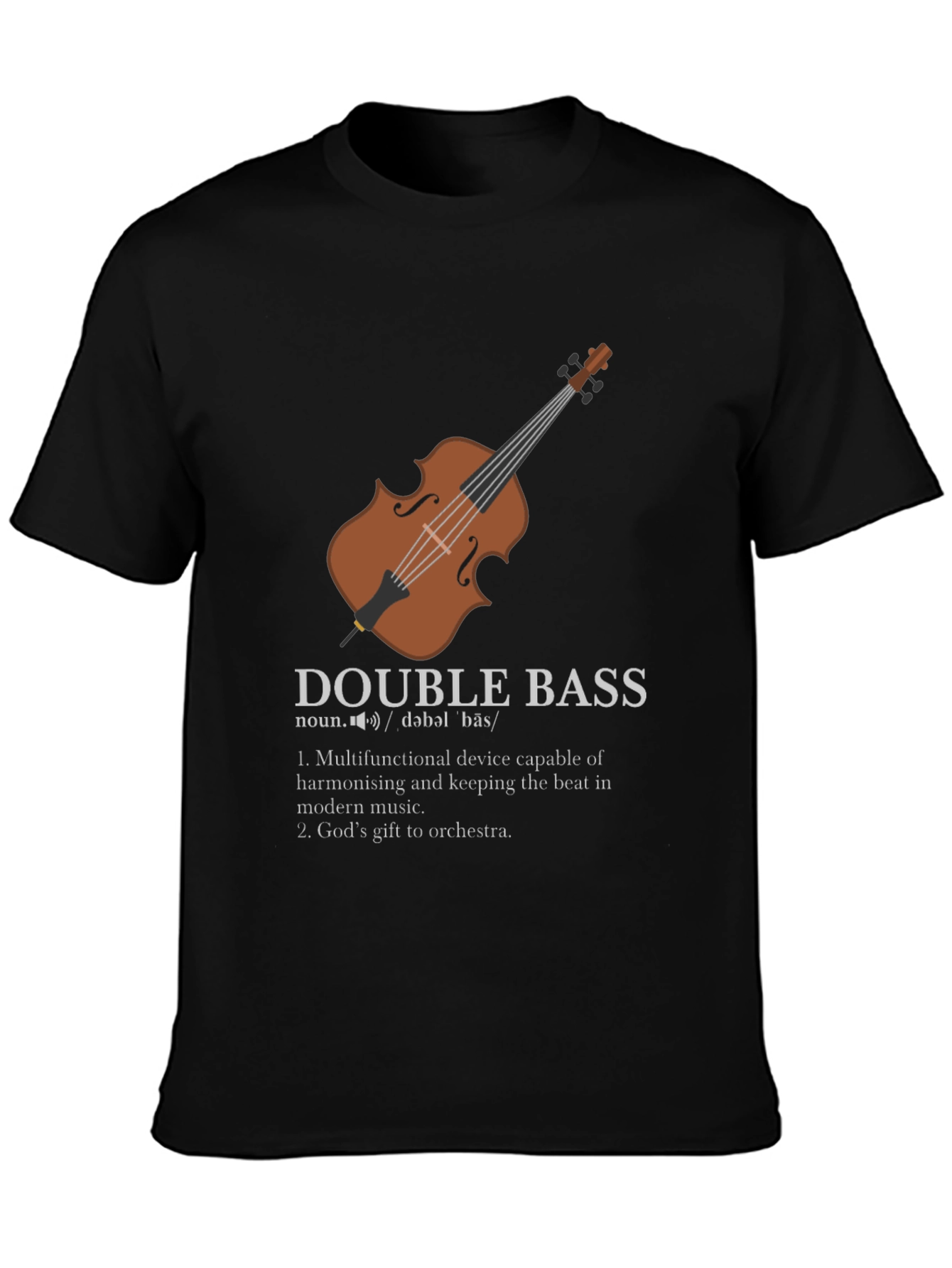 Black Double Bass Definition Graphic T-Shirt view 3