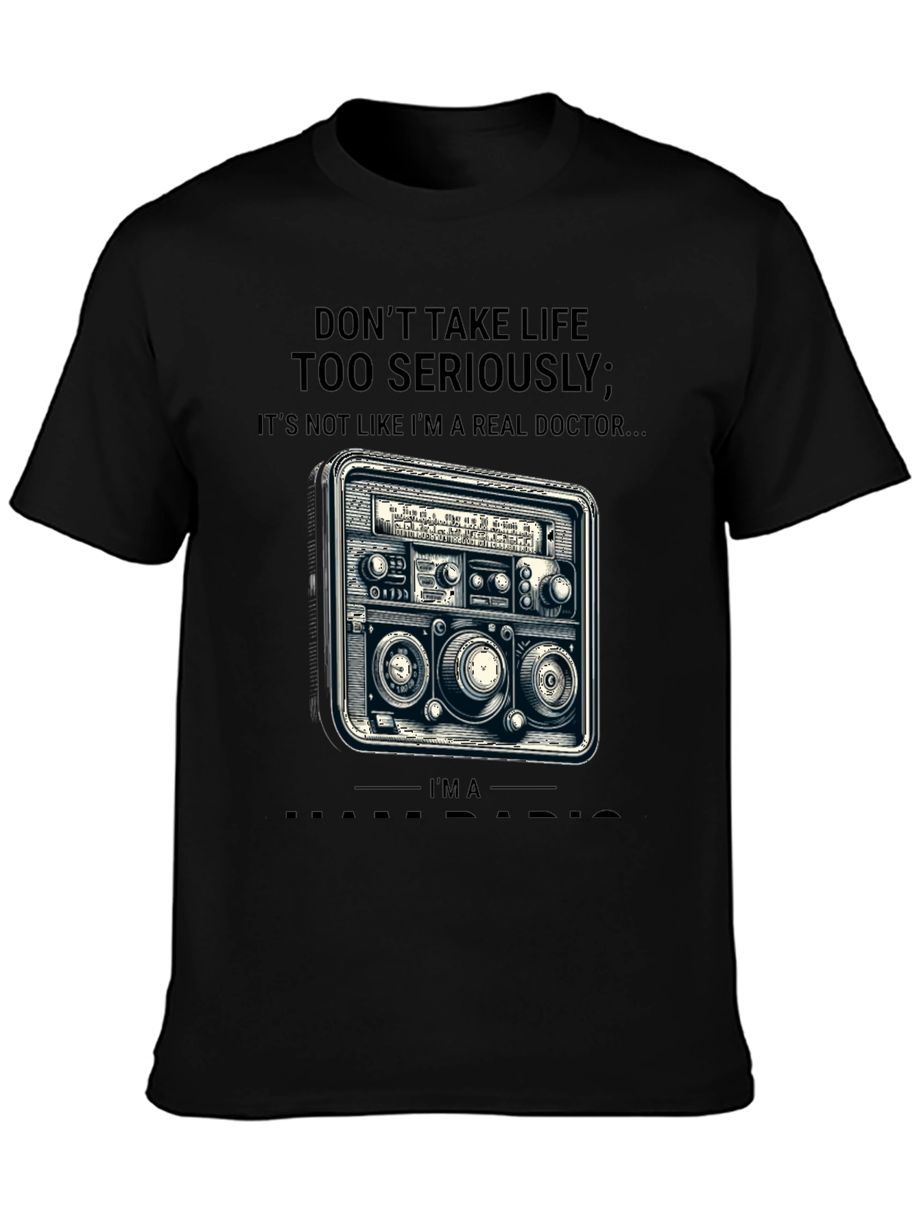 Black Don't Take Life Radio Doctor T-Shirt view 3