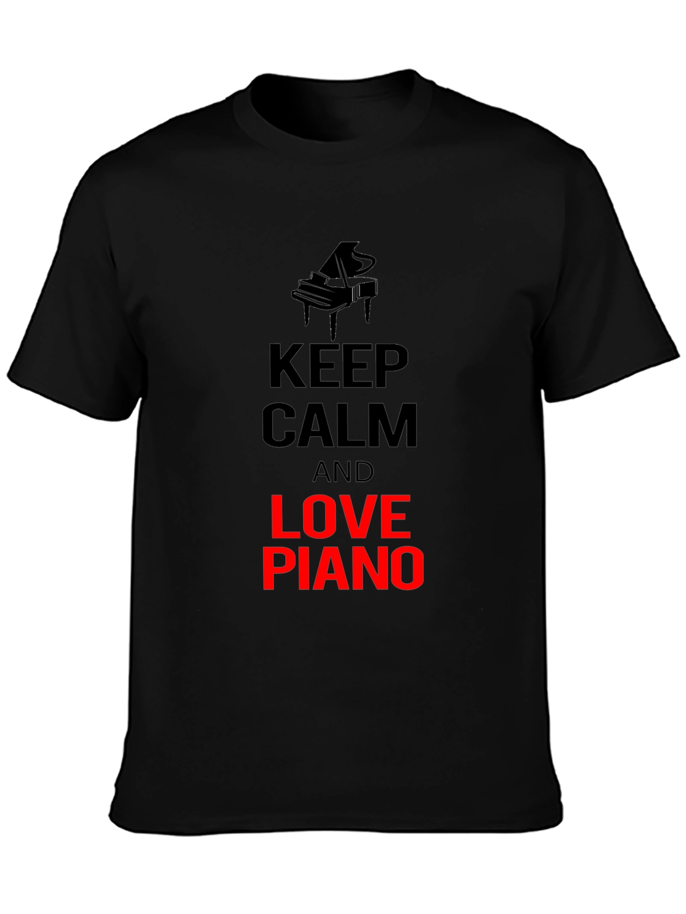 Black Keep Calm and Love Piano T-Shirt view 3