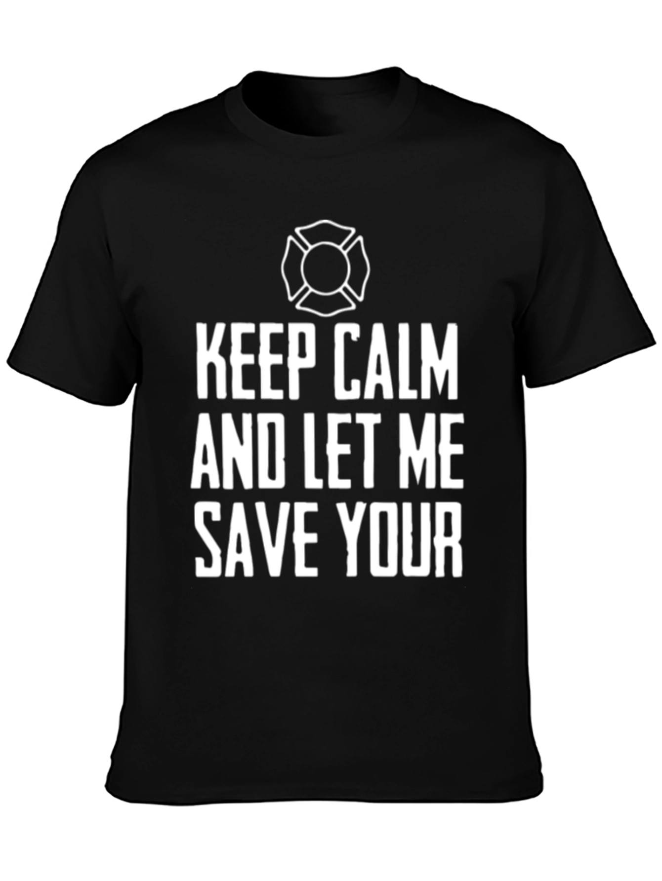 Black Keep Calm Firefighter Graphic T-Shirt view 3