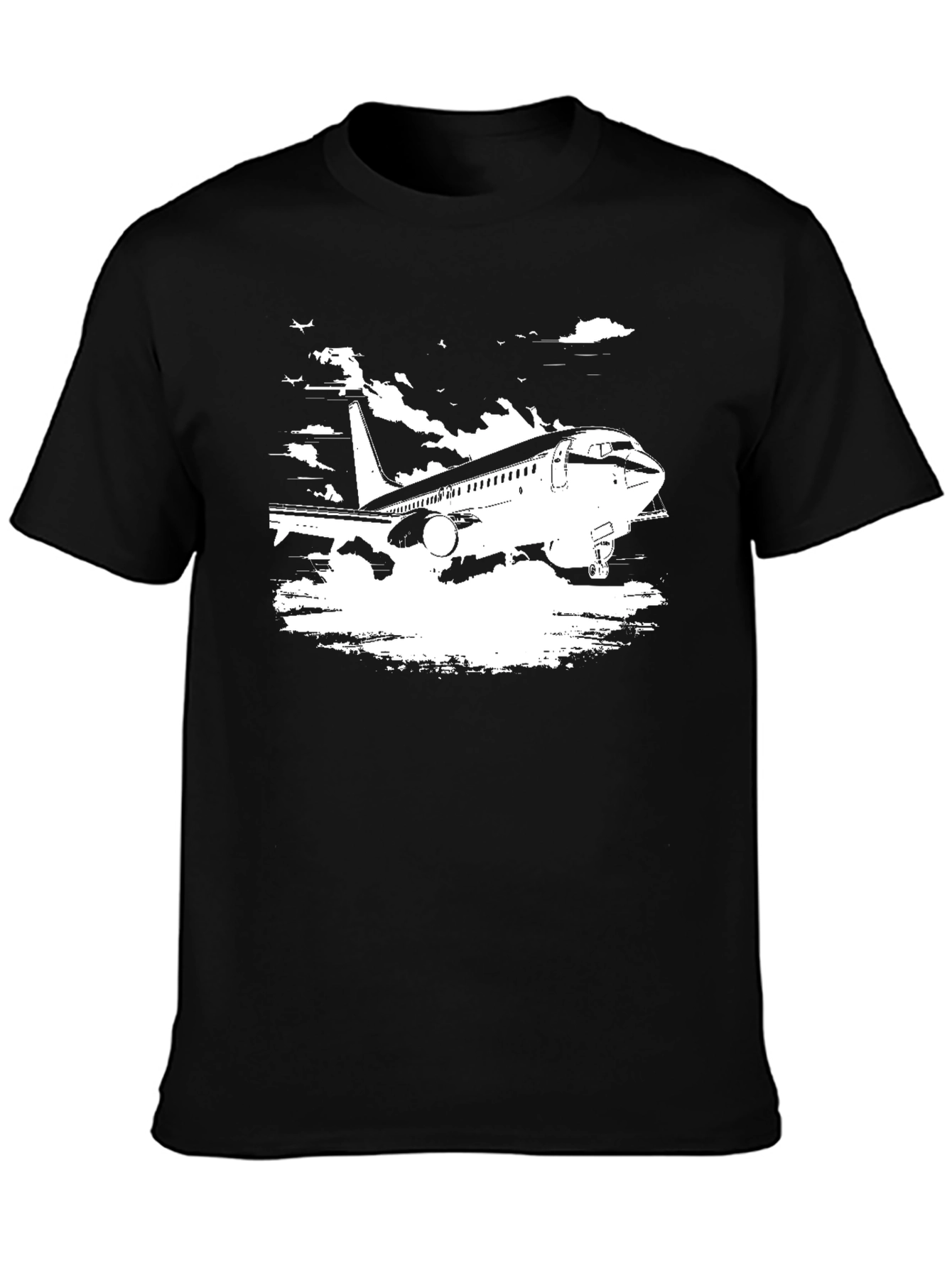 Black Airplane Graphic Tee - Black Cotton Blend view 3