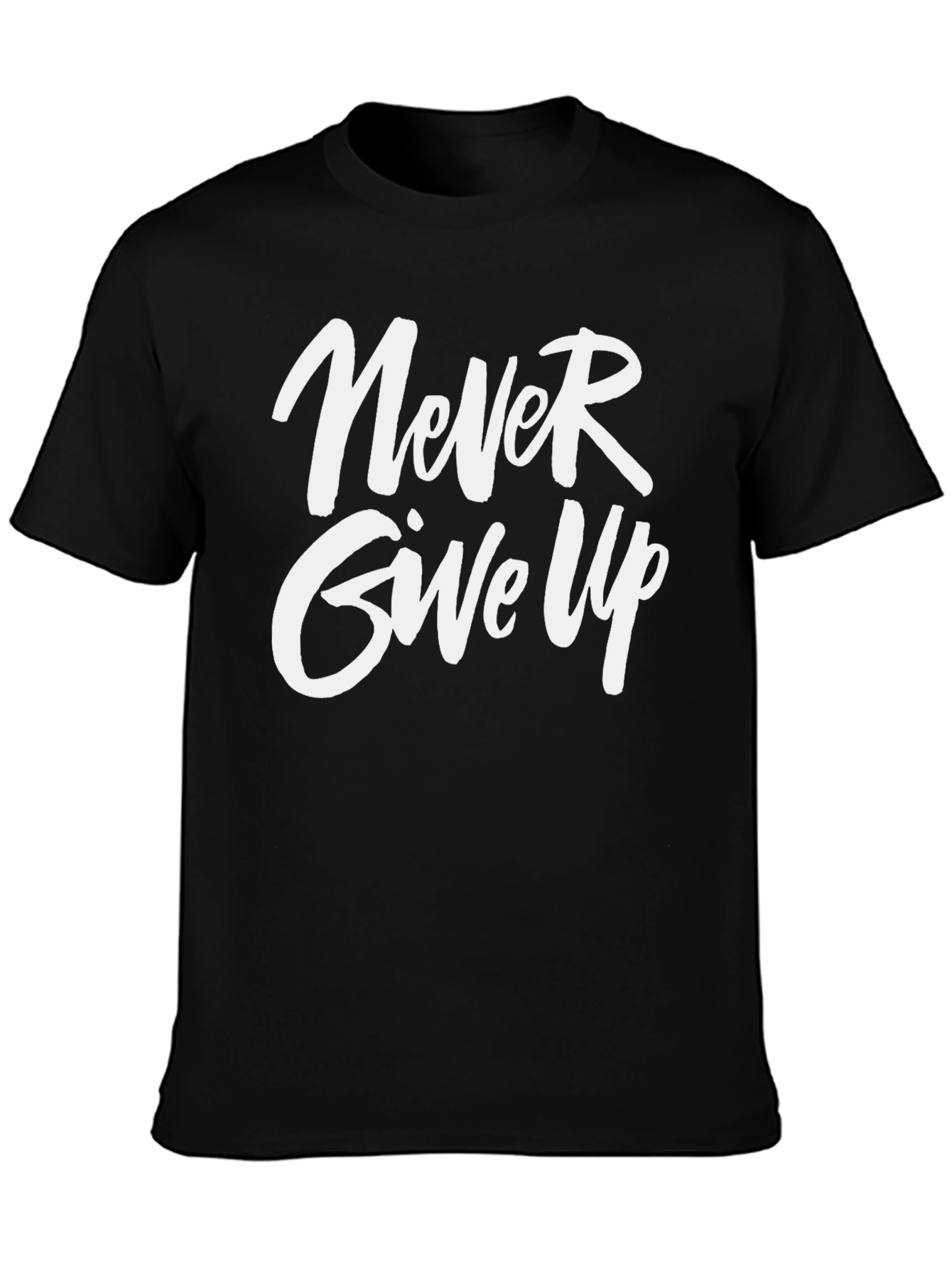 Black Never Give Up Graphic Print Crew Neck T-Shirt view 3