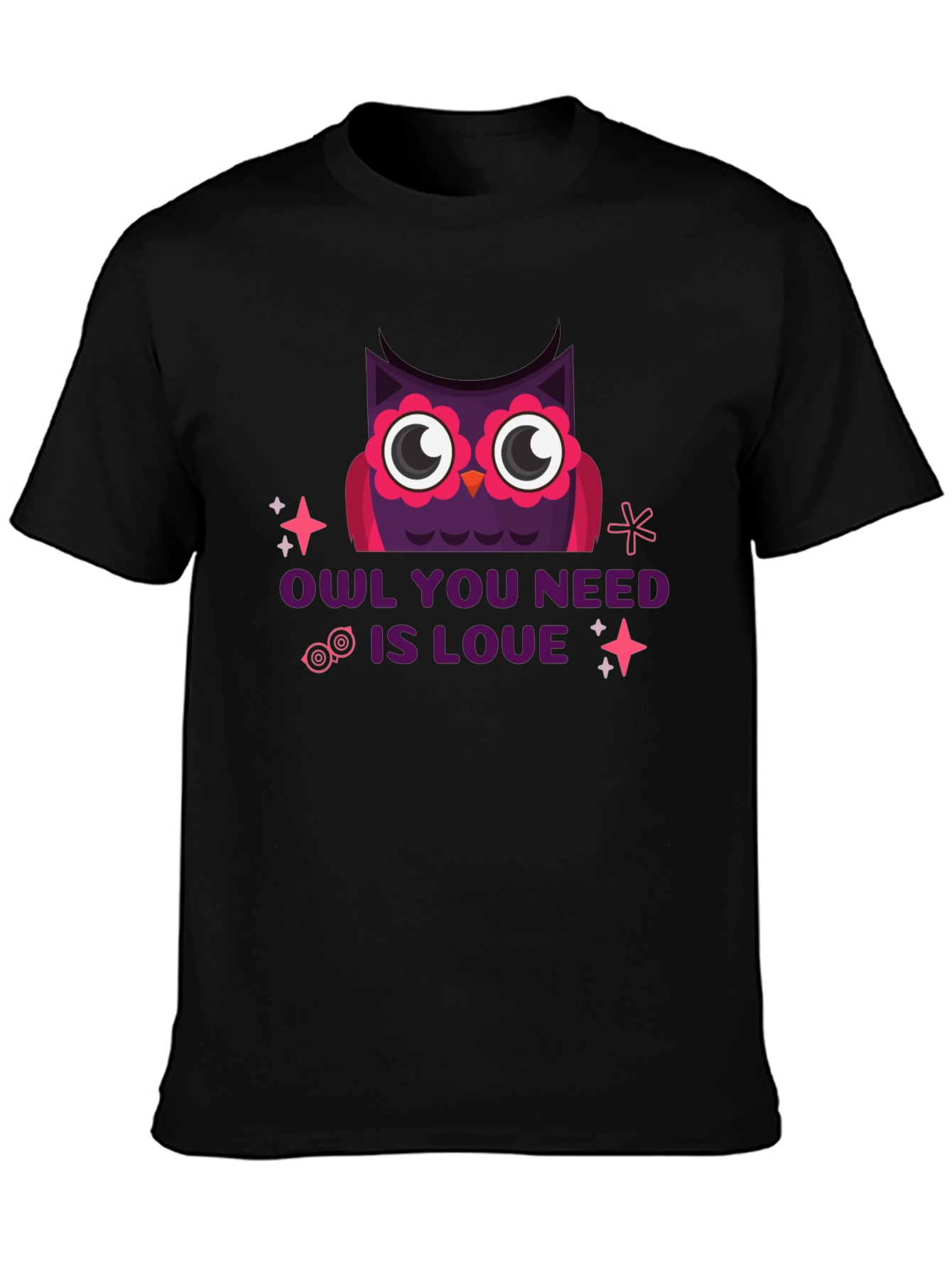 Black Owl You Need Is Love T-Shirt - Black Graphic Tee view 3