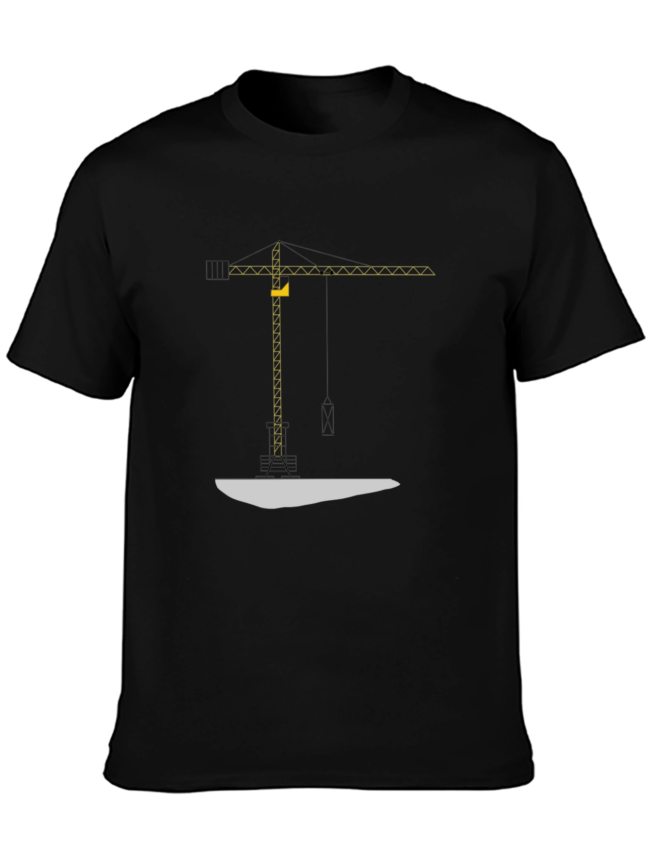 Black Construction Crane Graphic Tee - Black Crew Neck view 3