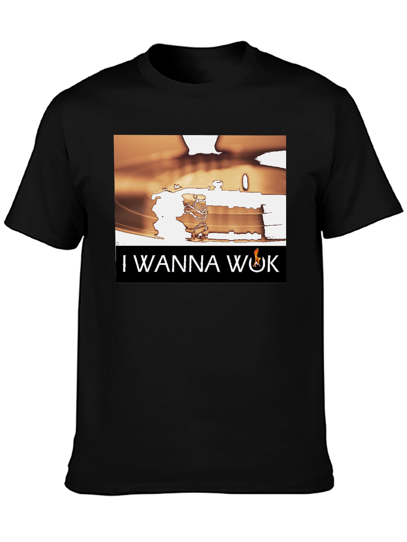 Black I Wanna Wok Graphic T-Shirt view 3