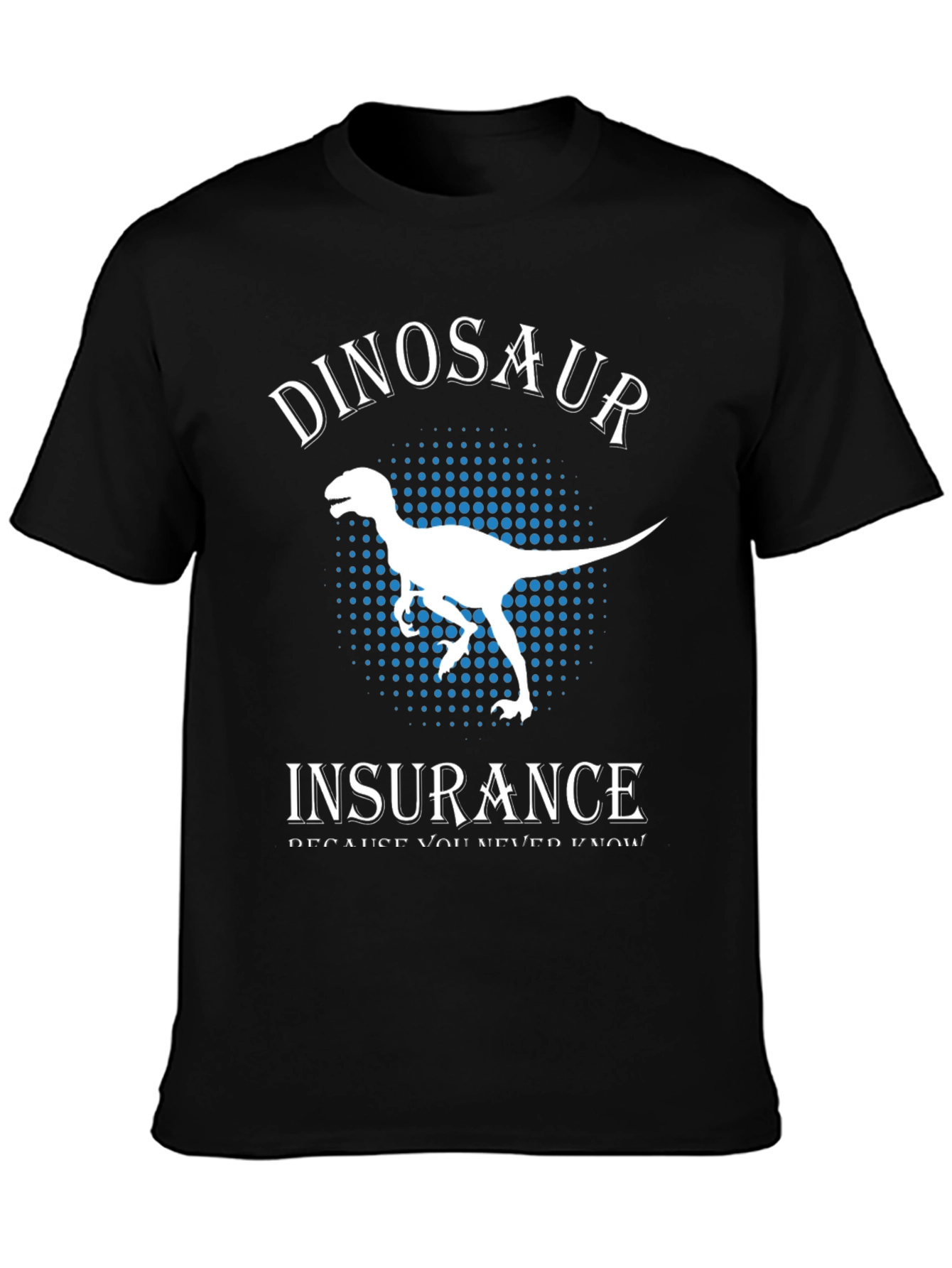 Black Dinosaur Insurance T-Shirt - Funny Graphic Tee view 3