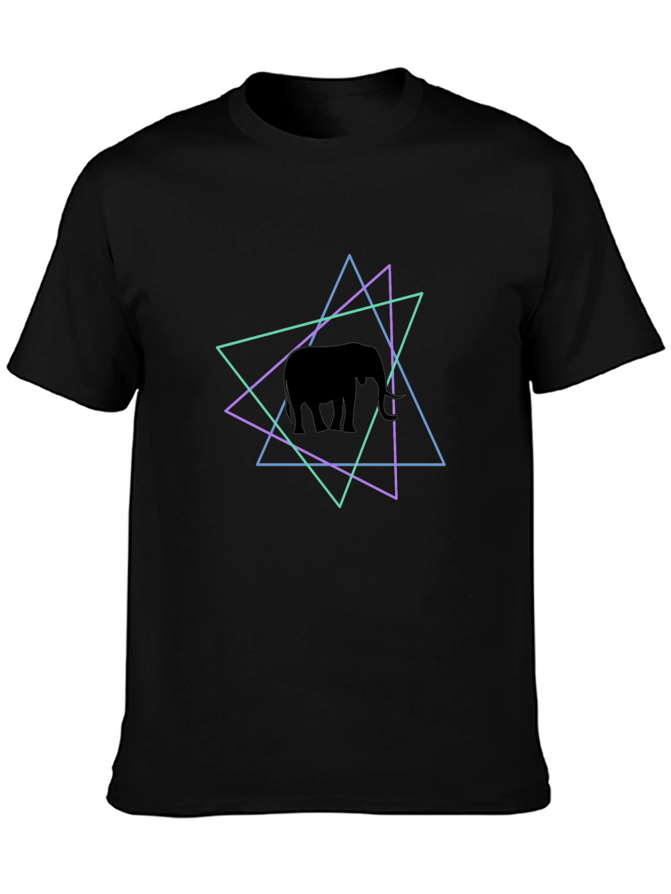 Black Geometric Elephant Graphic Tee - Black view 3