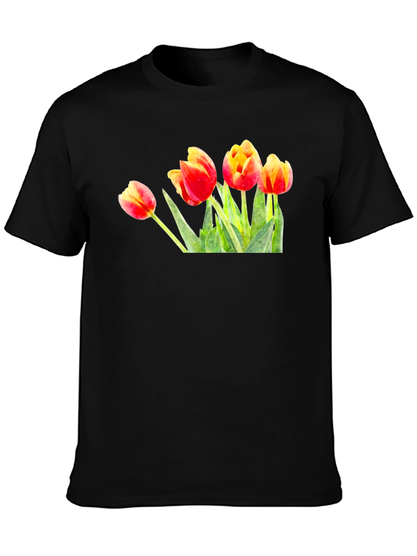 Black Tulip Graphic Print Black T-Shirt view 3