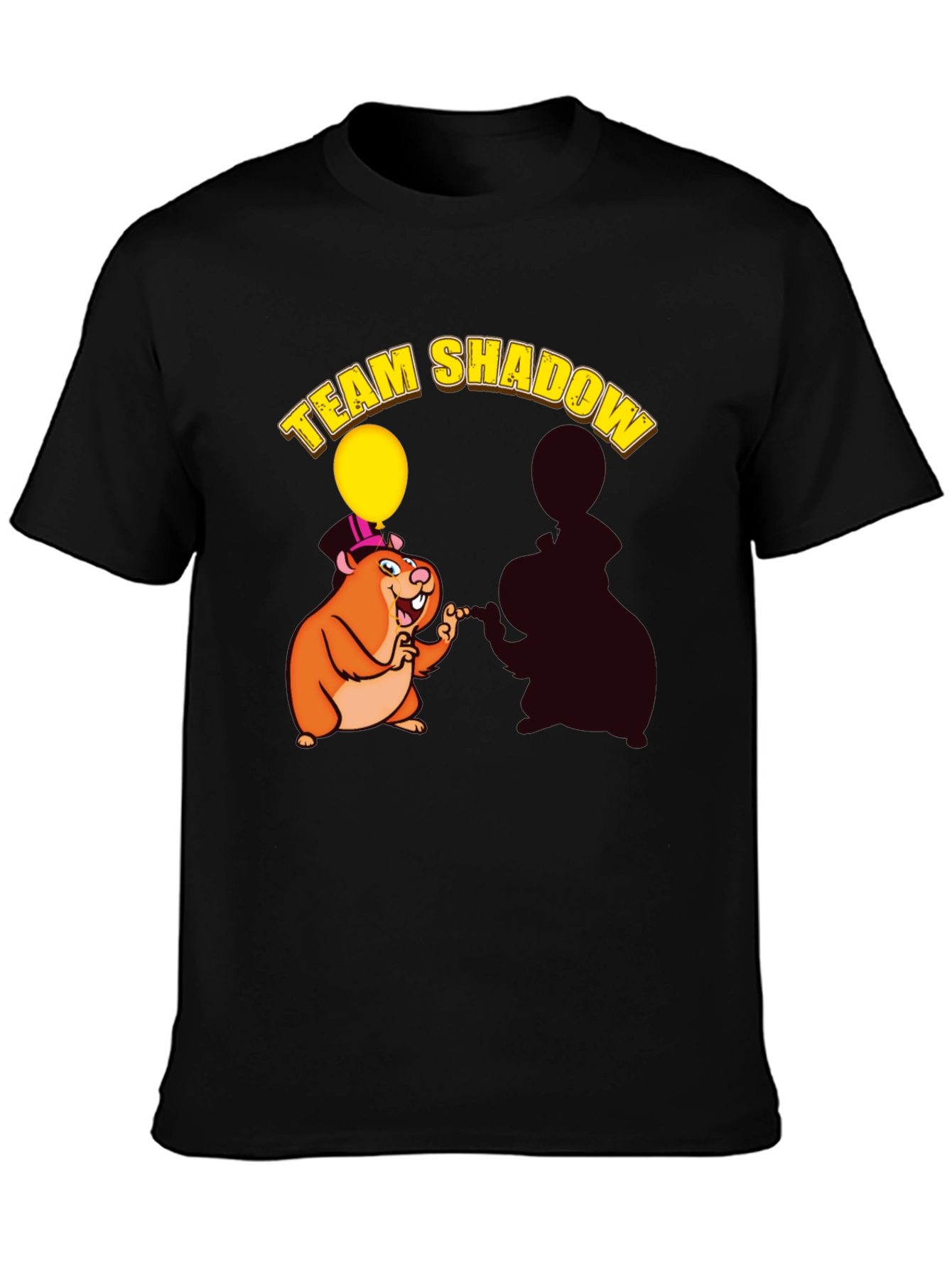 Black Team Shadow T-Shirt - Cute Hamster Design view 3