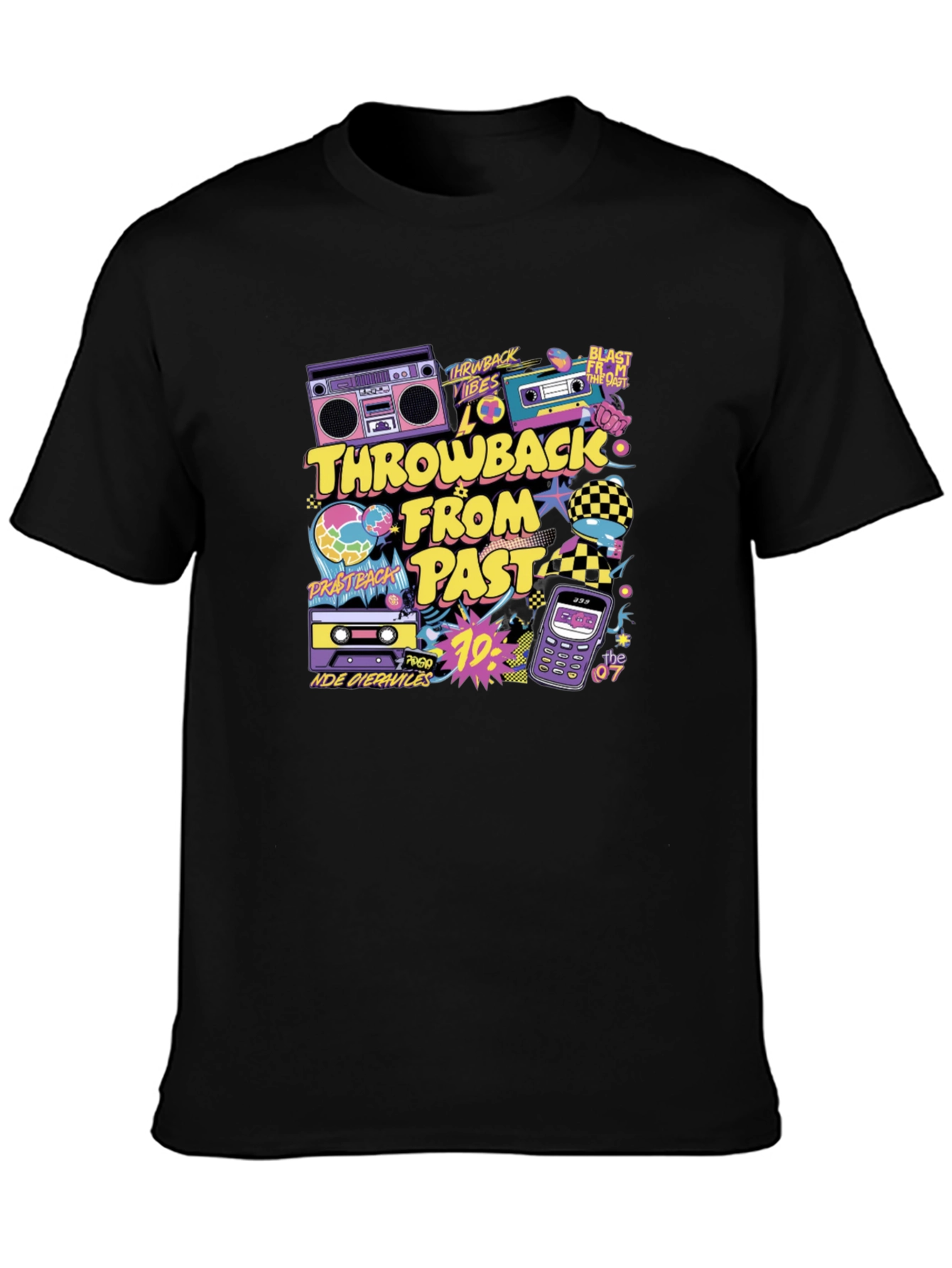 Black Throwback From Past Graphic Tee view 3